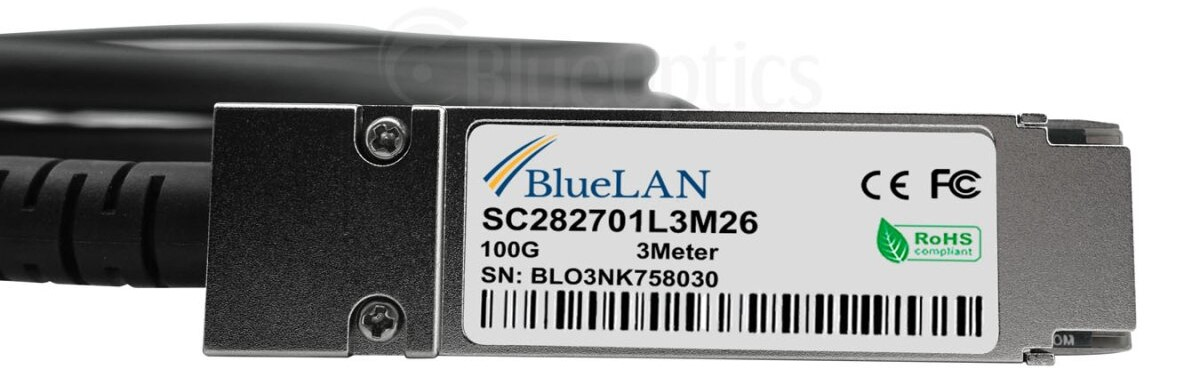 BlueOptics XQ+BC0003-XS+-BL cable infiniBanc 3 m QSFP28 4xSFP28 Negro, Plata