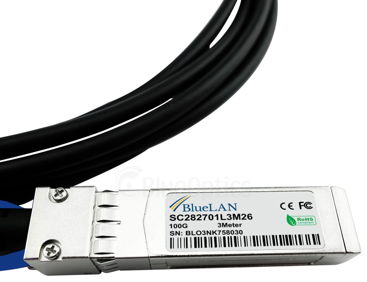 BlueOptics XQ+BC0003-XS+-BL cable infiniBanc 3 m QSFP28 4xSFP28 Negro, Plata