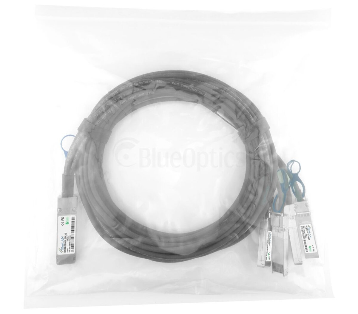 BlueOptics XQ+BC0003-XS+-BL cable infiniBanc 3 m QSFP28 4xSFP28 Negro, Plata