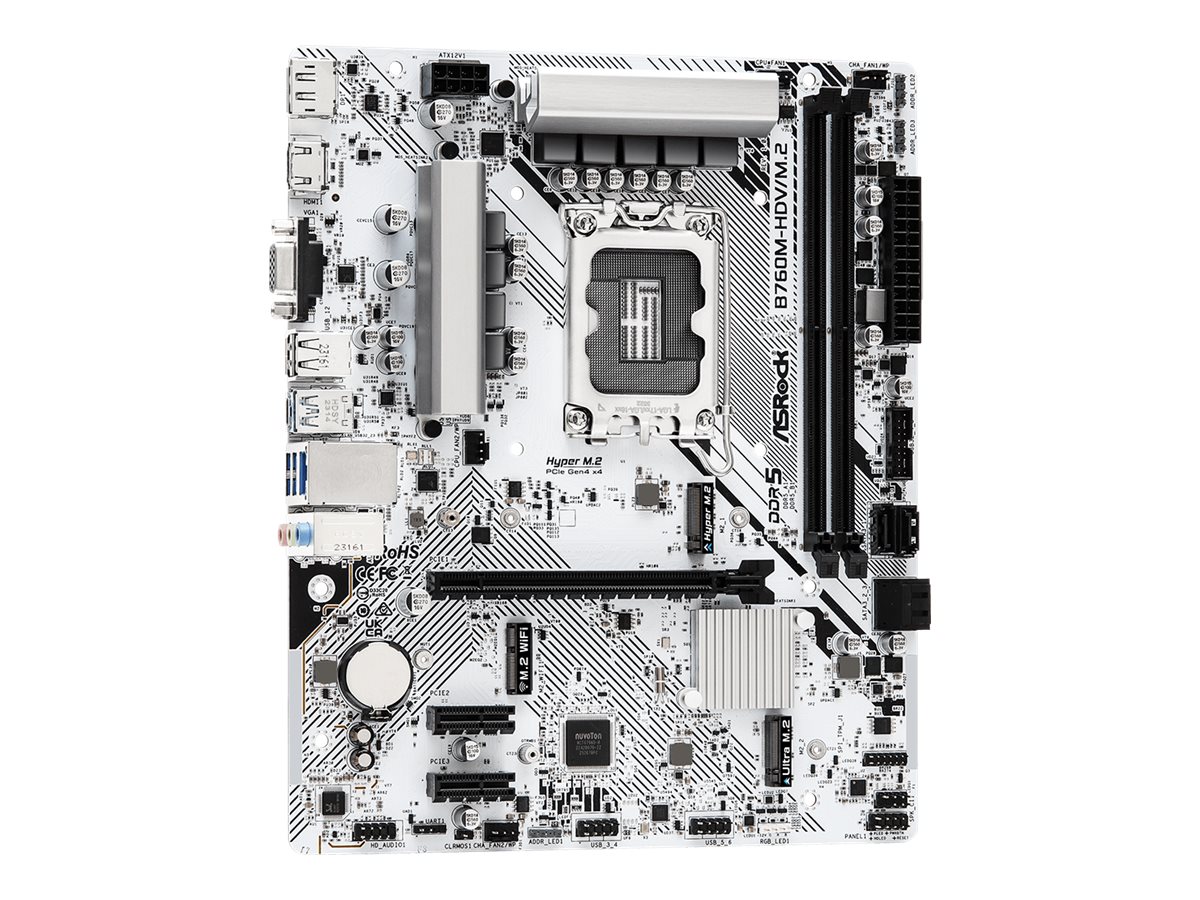 ASRock B760M-HDV/M.2 - Motherboard - micro ATX - LGA1700 Sockel - B760 Chipsatz - USB-C 3.2 Gen 1, USB 3.2 Gen 1 - 2.5 Gigabit LAN - Onboard-Grafik (CPU erforderlich)