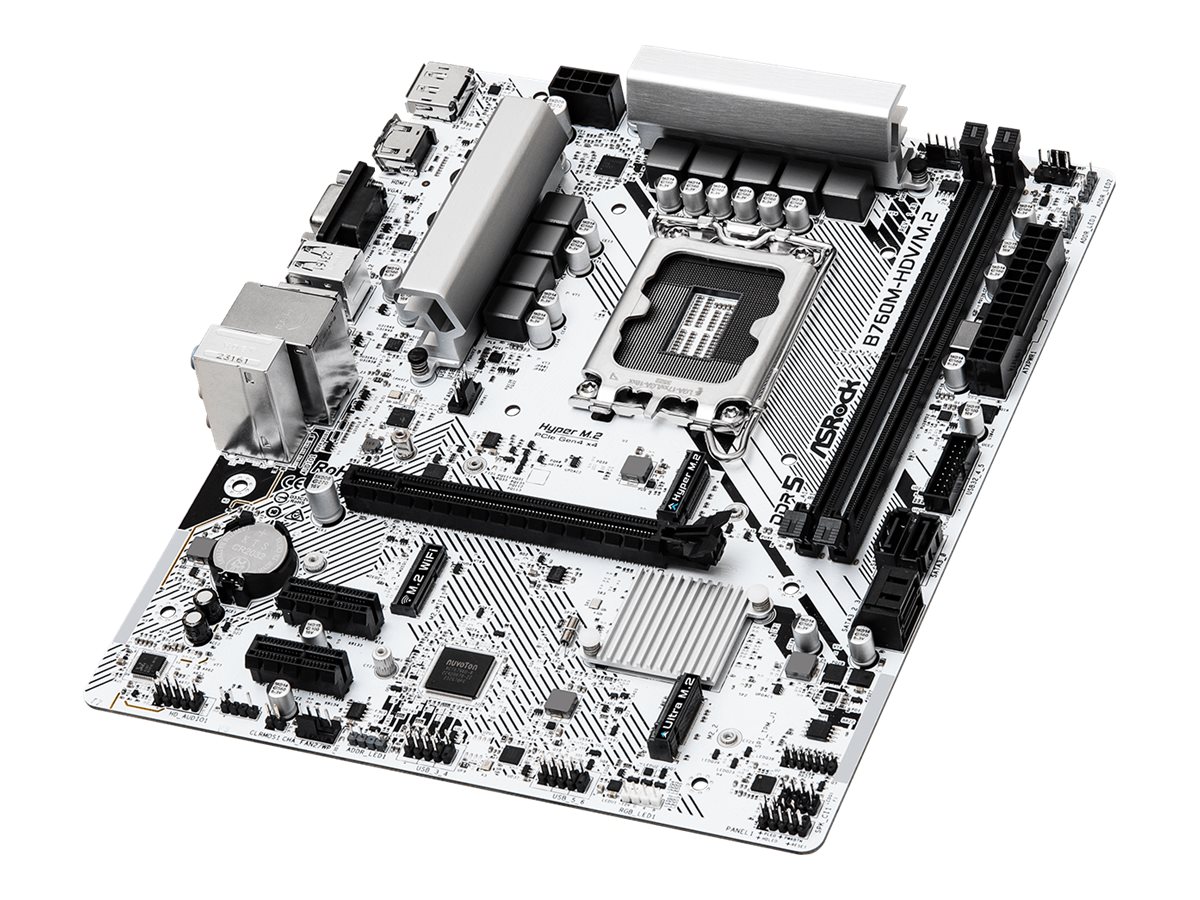ASRock B760M-HDV/M.2 - Motherboard - micro ATX - LGA1700 Sockel - B760 Chipsatz - USB-C 3.2 Gen 1, USB 3.2 Gen 1 - 2.5 Gigabit LAN - Onboard-Grafik (CPU erforderlich)