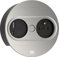 Bachmann TWIST2 1xUTE 1USB Inox-Optik rund Aderendh�lsen USB Charg. A/C 2m