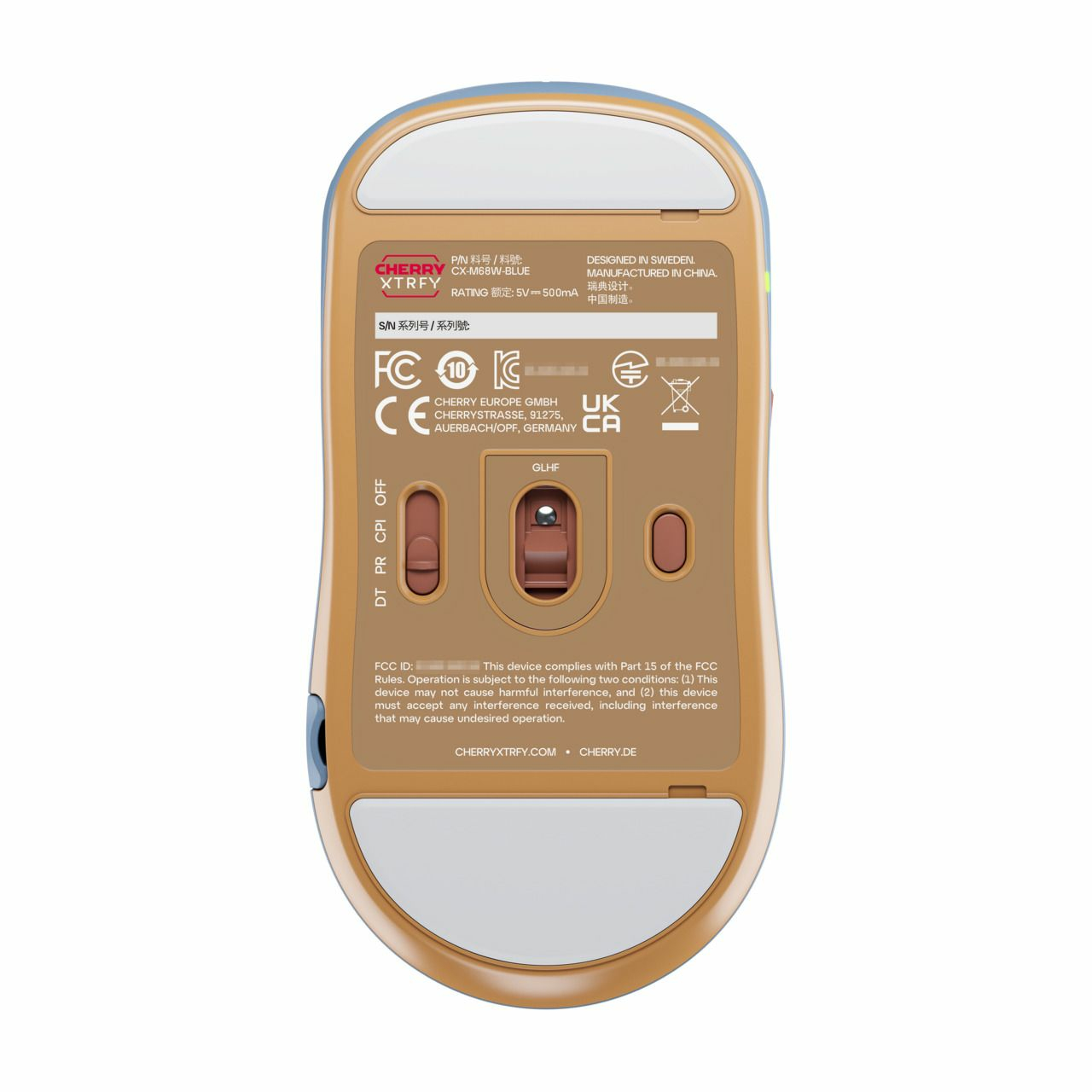 Cherry Xtrfy M68 - Maus - optisch - 5 Tasten - kabellos - 2.4 GHz - kabelloser Empf�nger (USB)