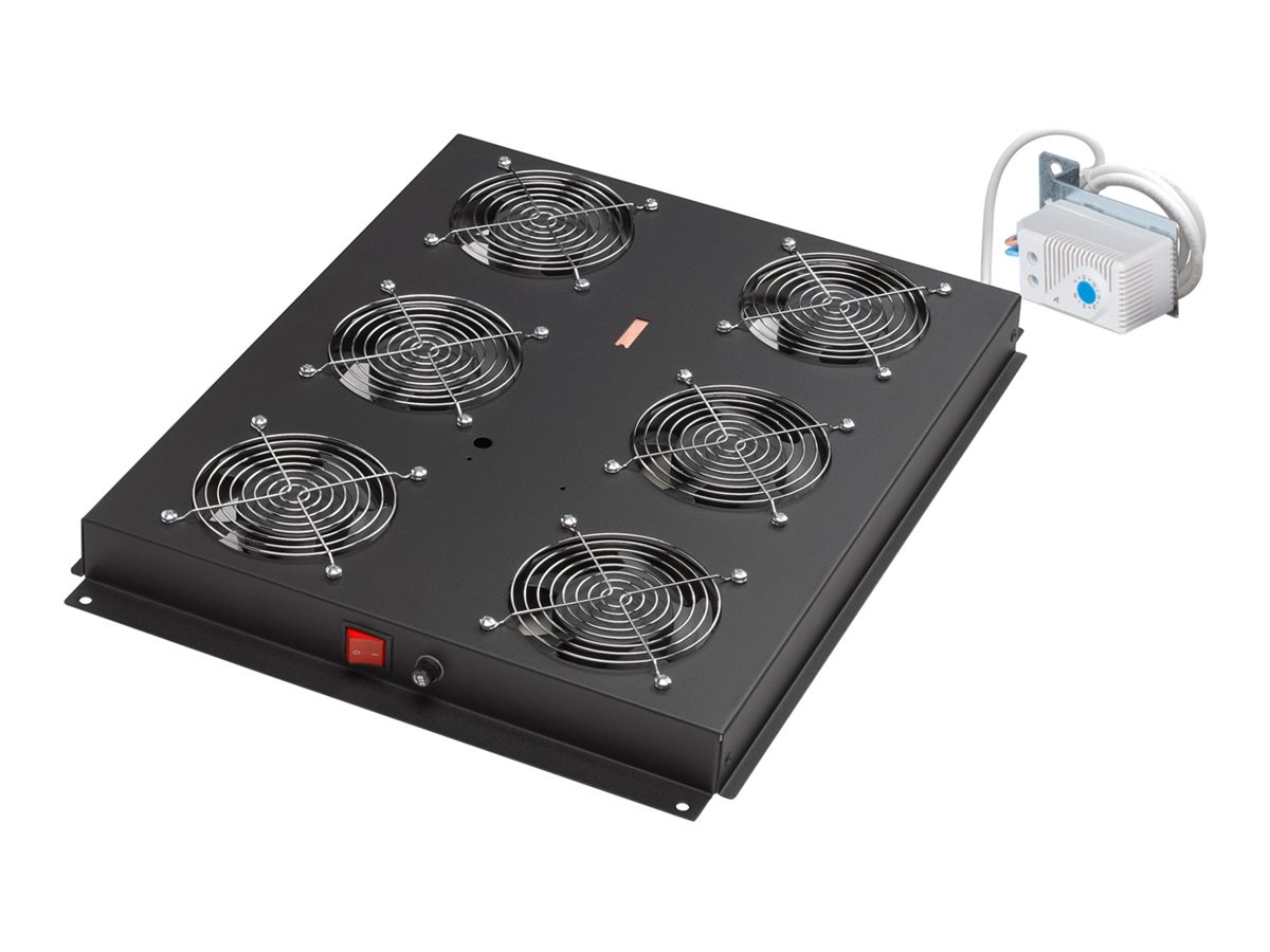 ROLINE Rack-L�fter - 6 L�fter mit Thermostat - auf Dach montierbar - Jet Black, RAL 9005 - 48.3 cm (19)