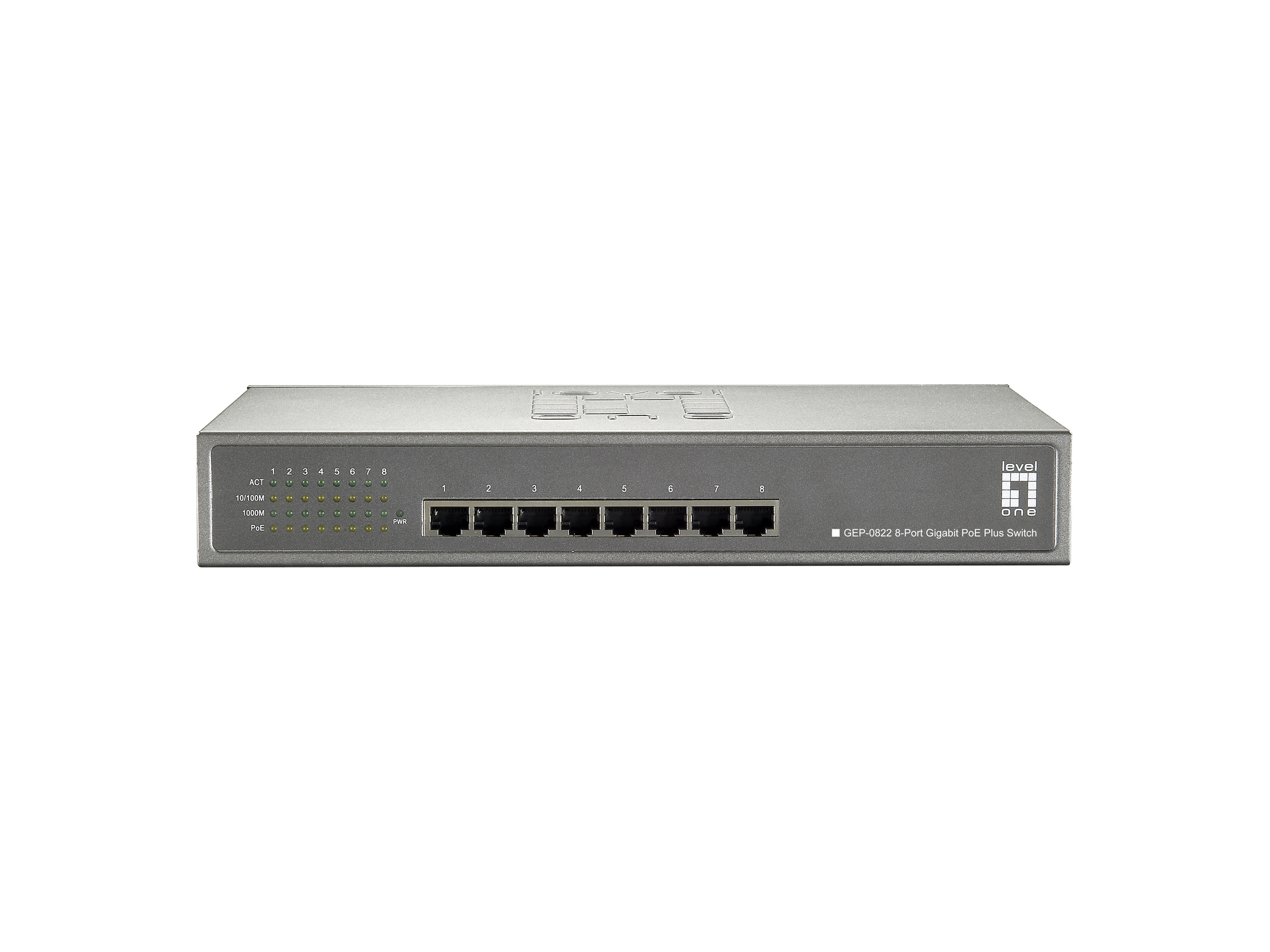 LevelOne GEP-0822 commutateur r�seau Gigabit Ethernet (10/100/1000) Connexion Ethernet, supportant lalimentation via ce port (PoE) Gris