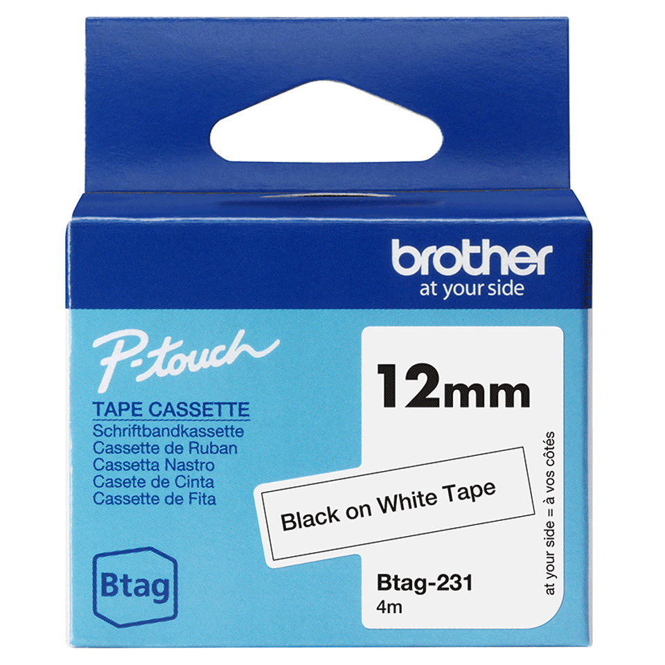 Brother BTAG-231 ruban dtiquette Noir sur blanc