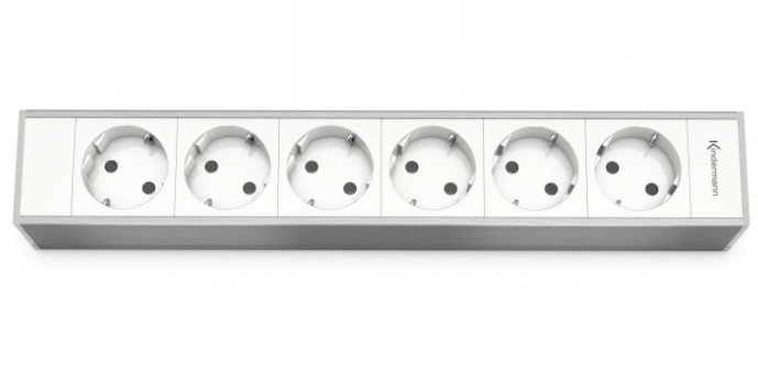 Kindermann 7449000306 boitier de prise de courant Type F Aluminium, Blanc