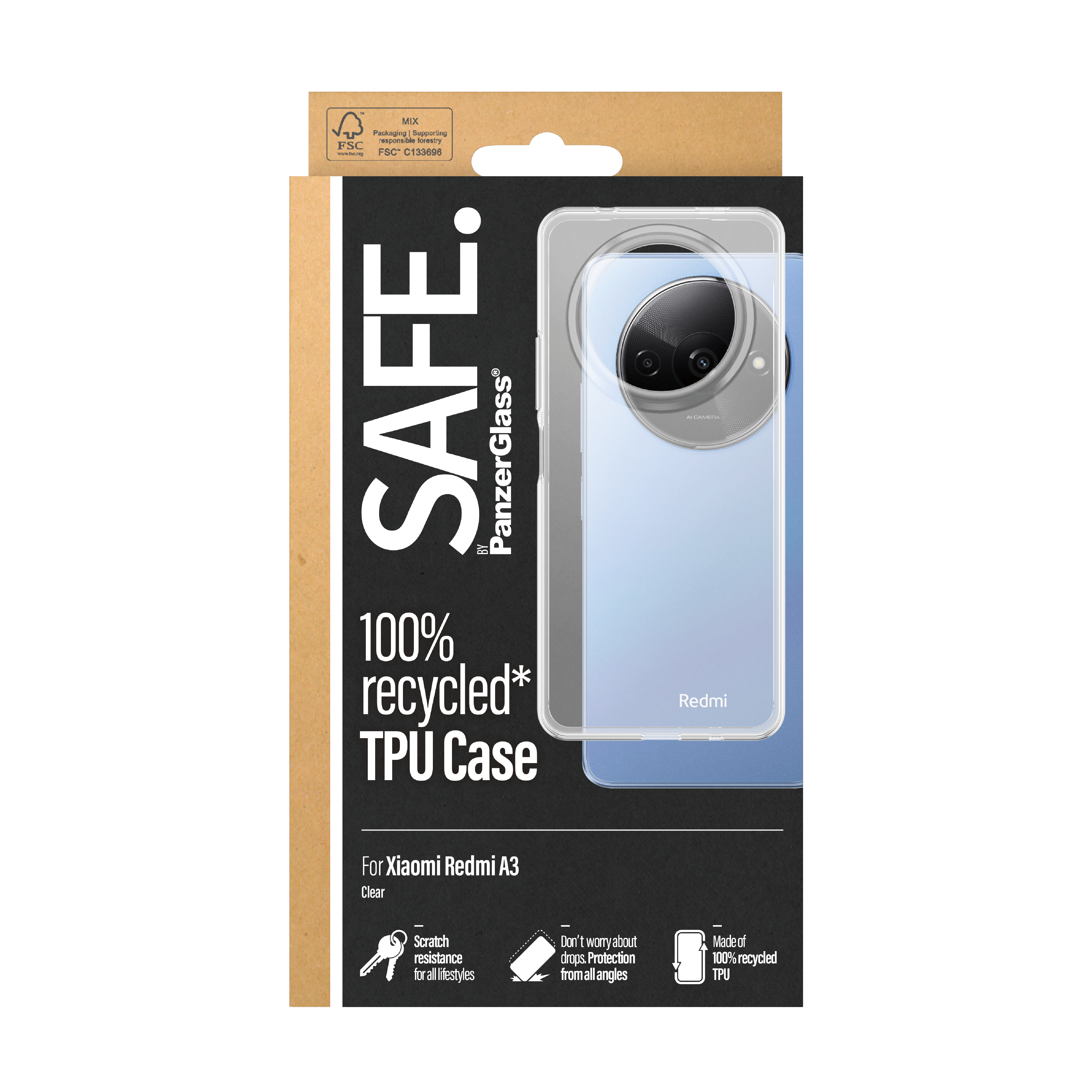 PanzerGlass SAFE. by � TPU Case Transparent Xiaomi Redmi A3 funda para tel�fono m�vil Transparente
