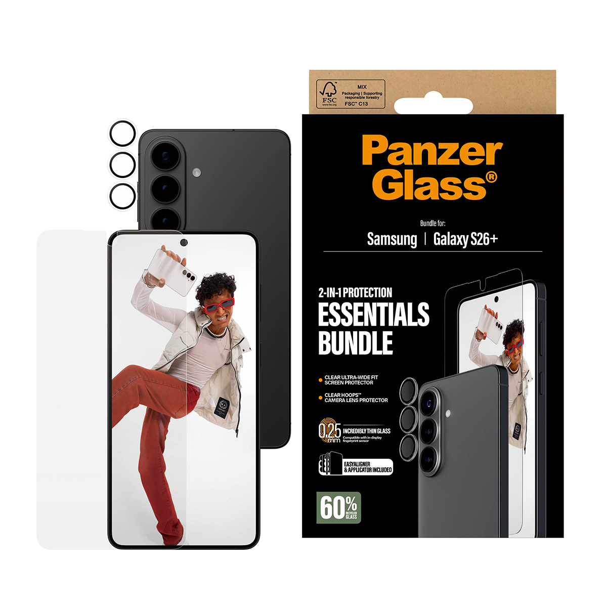 PanzerGlass � 2-in-1 Hoops� Bundle Samsung Galaxy S26+ | Ultra-Wide Fit