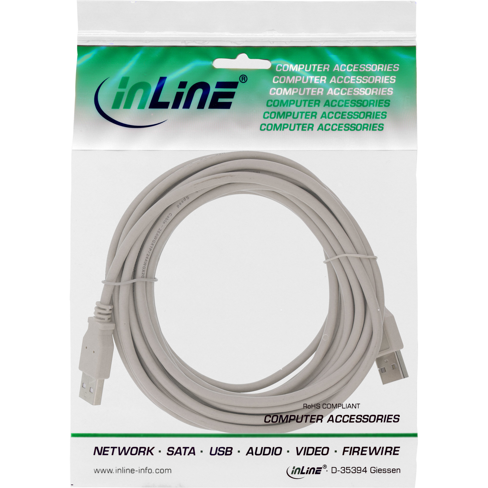InLine 34350H cable USB 5 m USB A Beige