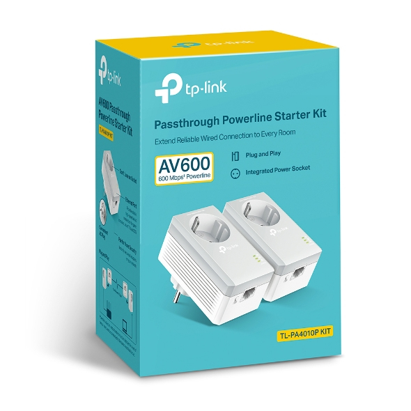 TP-LINK POWERLINE 500M TL-PA4010PKIT IT- AC Pass-through HomePlug AV-Supp.Multiple