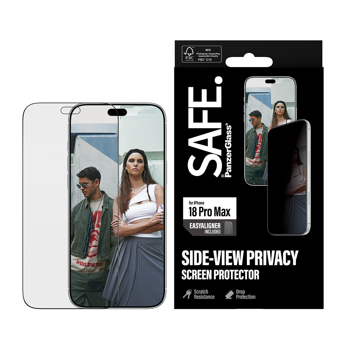 PanzerGlass SAFE. by � Privacy Screen Protector iPhone 2026 Pro Max | Ultra-Wide Fit m. EasyAligner Protector de pantalla 1 pieza(s)