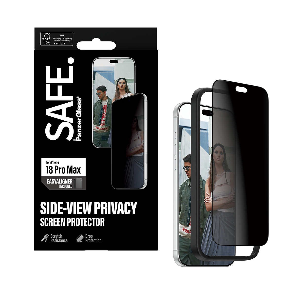 PanzerGlass SAFE. by � Privacy Screen Protector iPhone 2026 Pro Max | Ultra-Wide Fit m. EasyAligner Protector de pantalla 1 pieza(s)