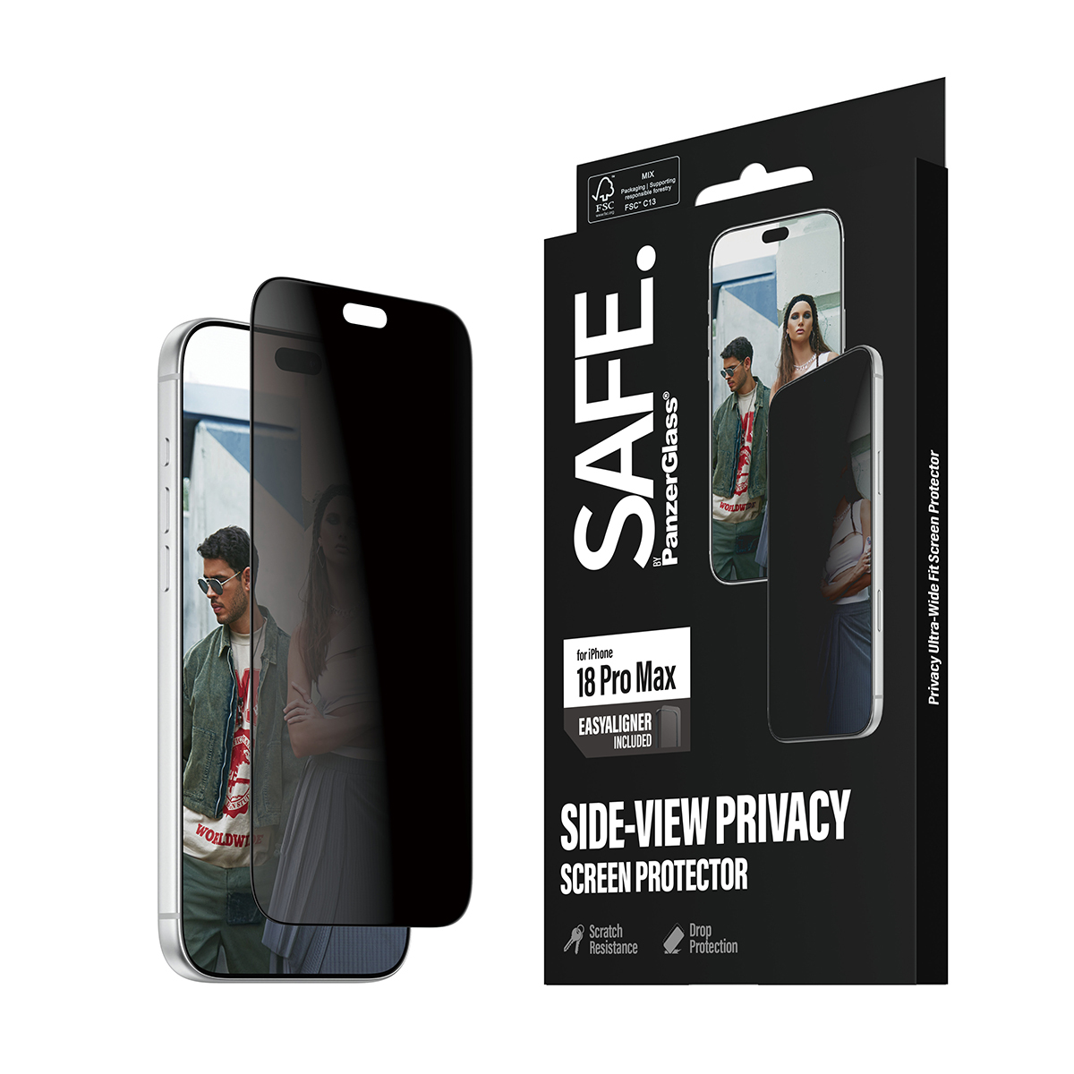 PanzerGlass SAFE. by � Privacy Screen Protector iPhone 2026 Pro Max | Ultra-Wide Fit m. EasyAligner Protector de pantalla 1 pieza(s)