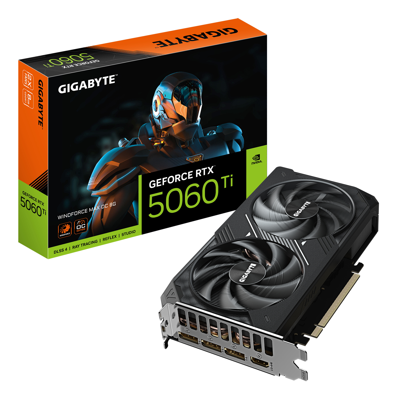 GIGABYTE GeForce RTX 5060 Ti WINDFORCE MAX OC 8G Carte Graphique 8 Go GDDR7, 128 bits, PCI-E 5.0, 2617MHz Fr�quence du processeur, 3 x DisplayPort, 1 x HDMI, NVIDIA DLSS 4, GV-N506TEAGLEMAX OC-8GD
