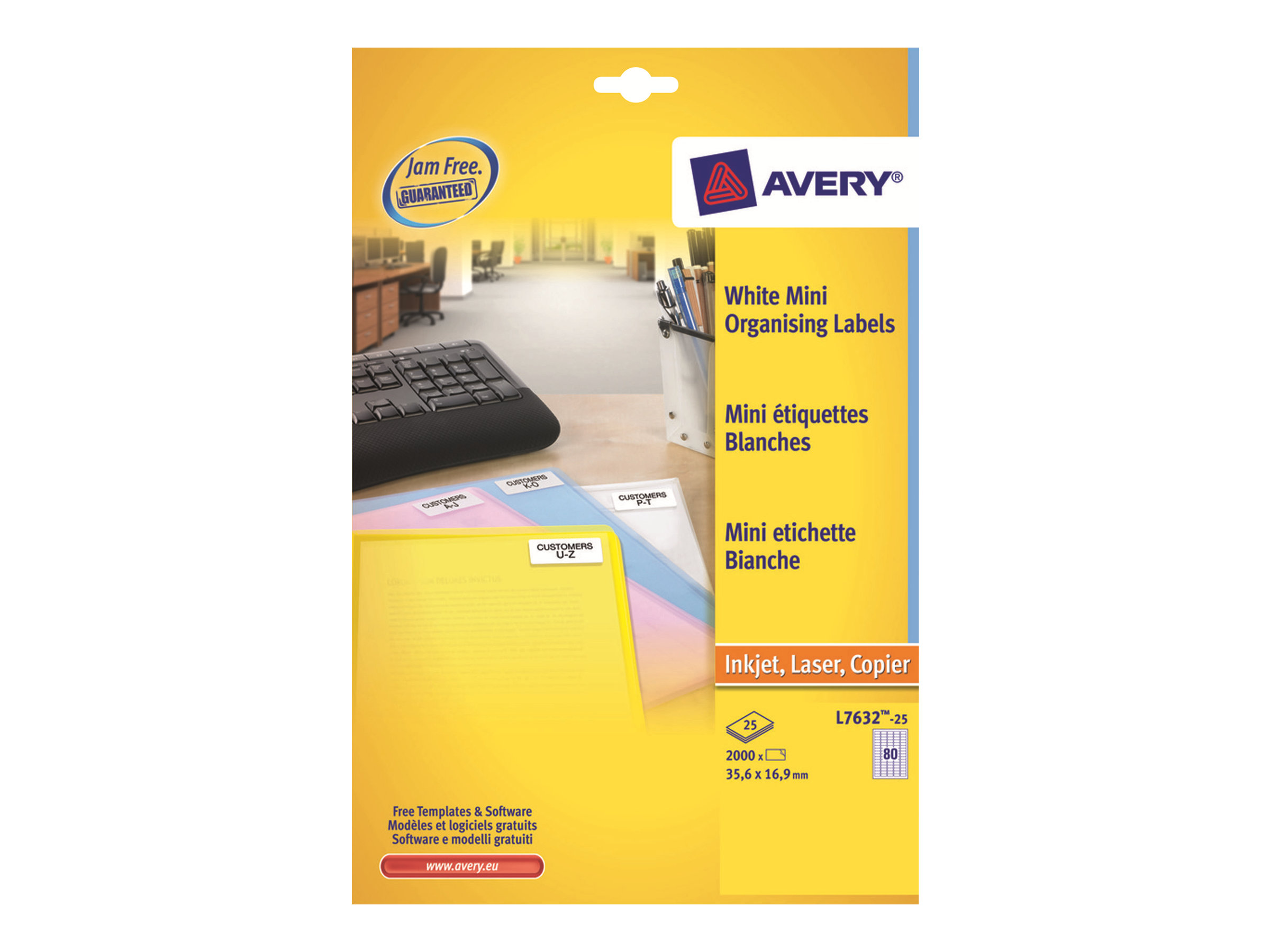 Avery L7632-25 etiqueta autoadhesiva Rectngulo redondeado Desmontable Blanco 2000 pieza(s)