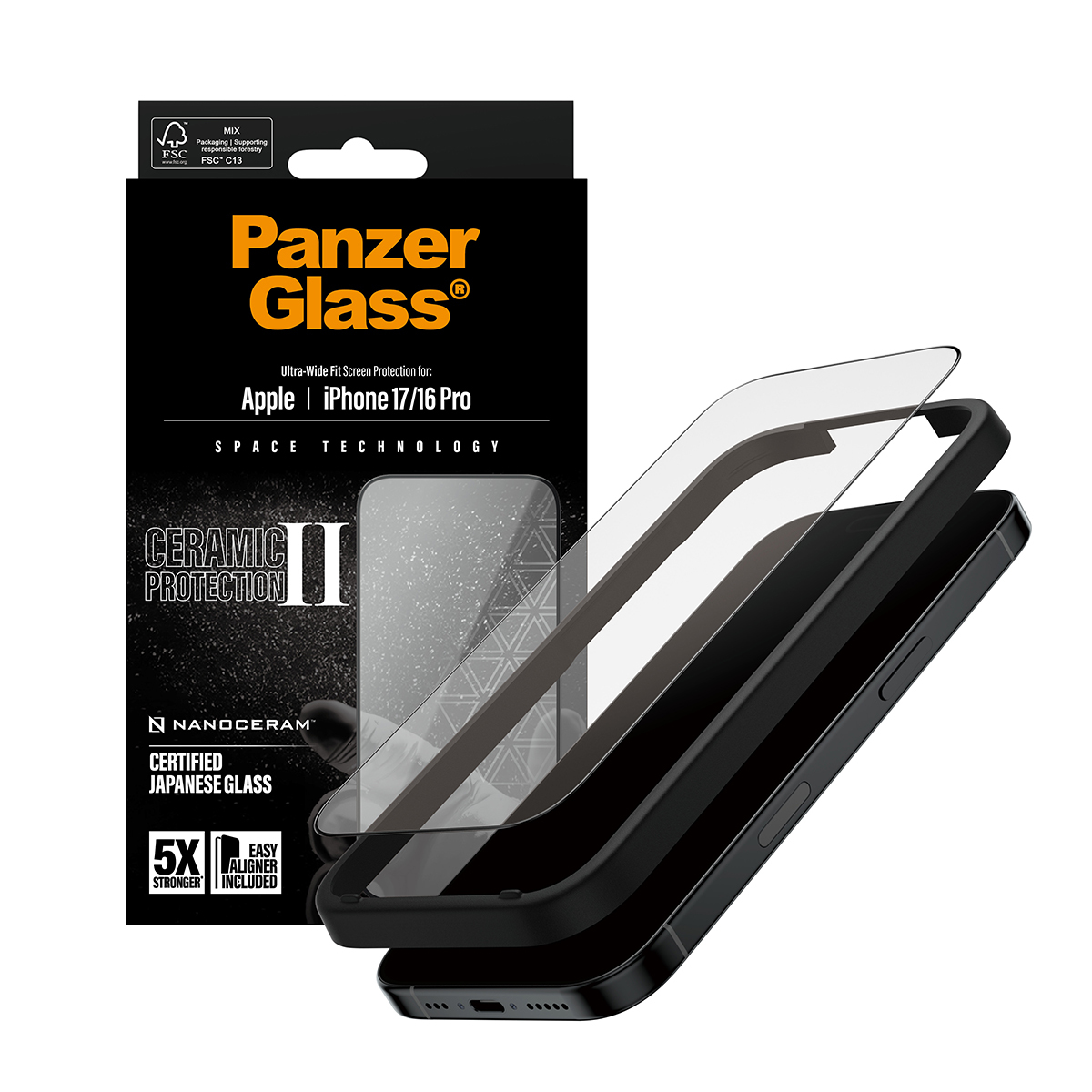 PanzerGlass Ceramic II Screen Protector iPhone 17/16 Pro Ultra-Wide Fit
