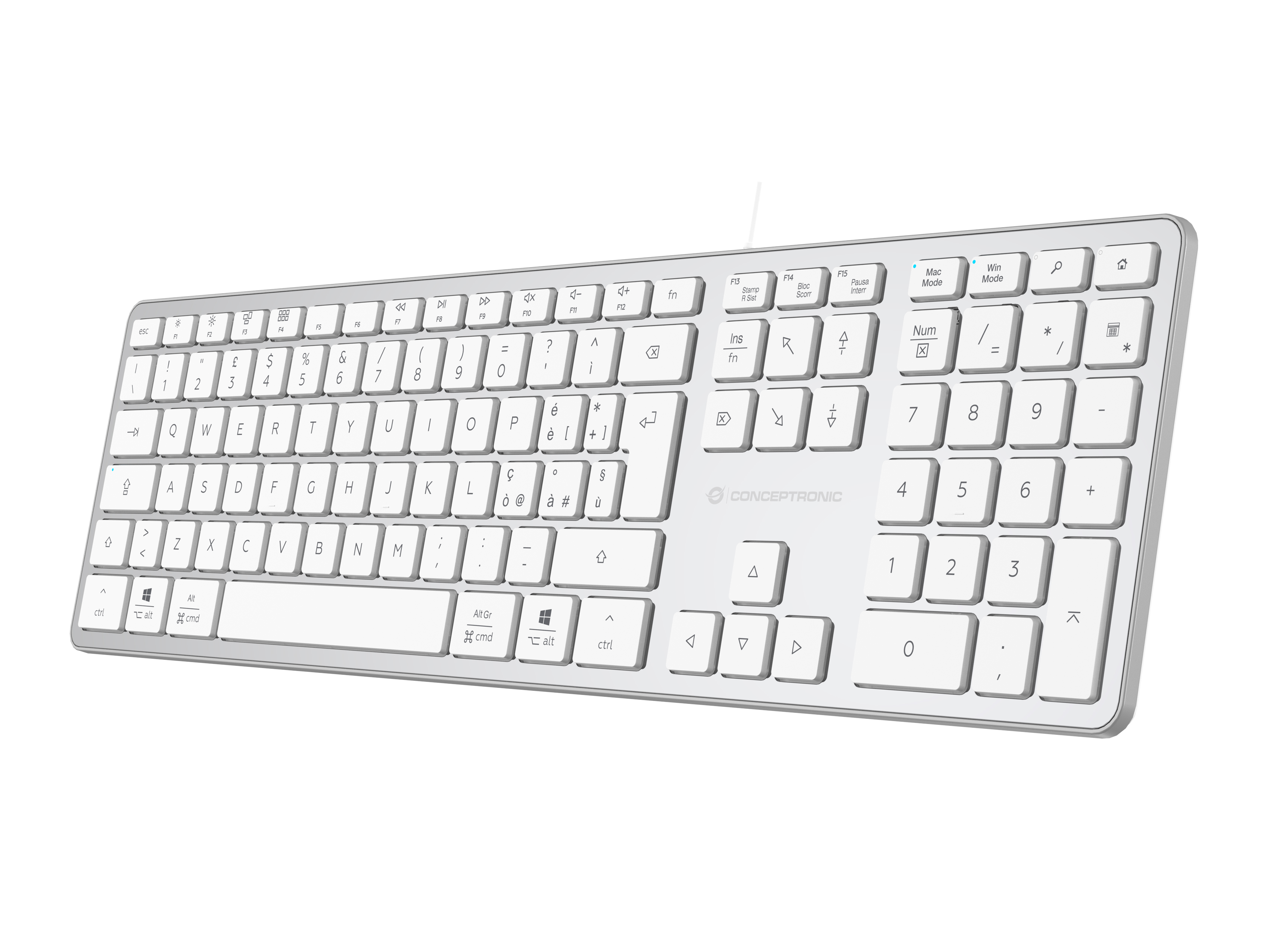 Conceptronic USB Tastatur slim USB-A/USB-C Layout IT ws - Tastatur
