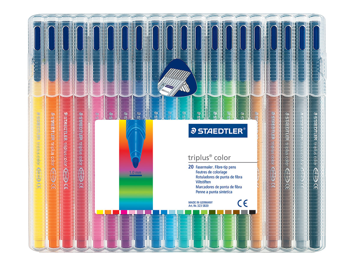 STAEDTLER triplus color - Filzstift - verschiedene Farben - wasserbasierte Tinte - 1 mm (Packung mit 20)