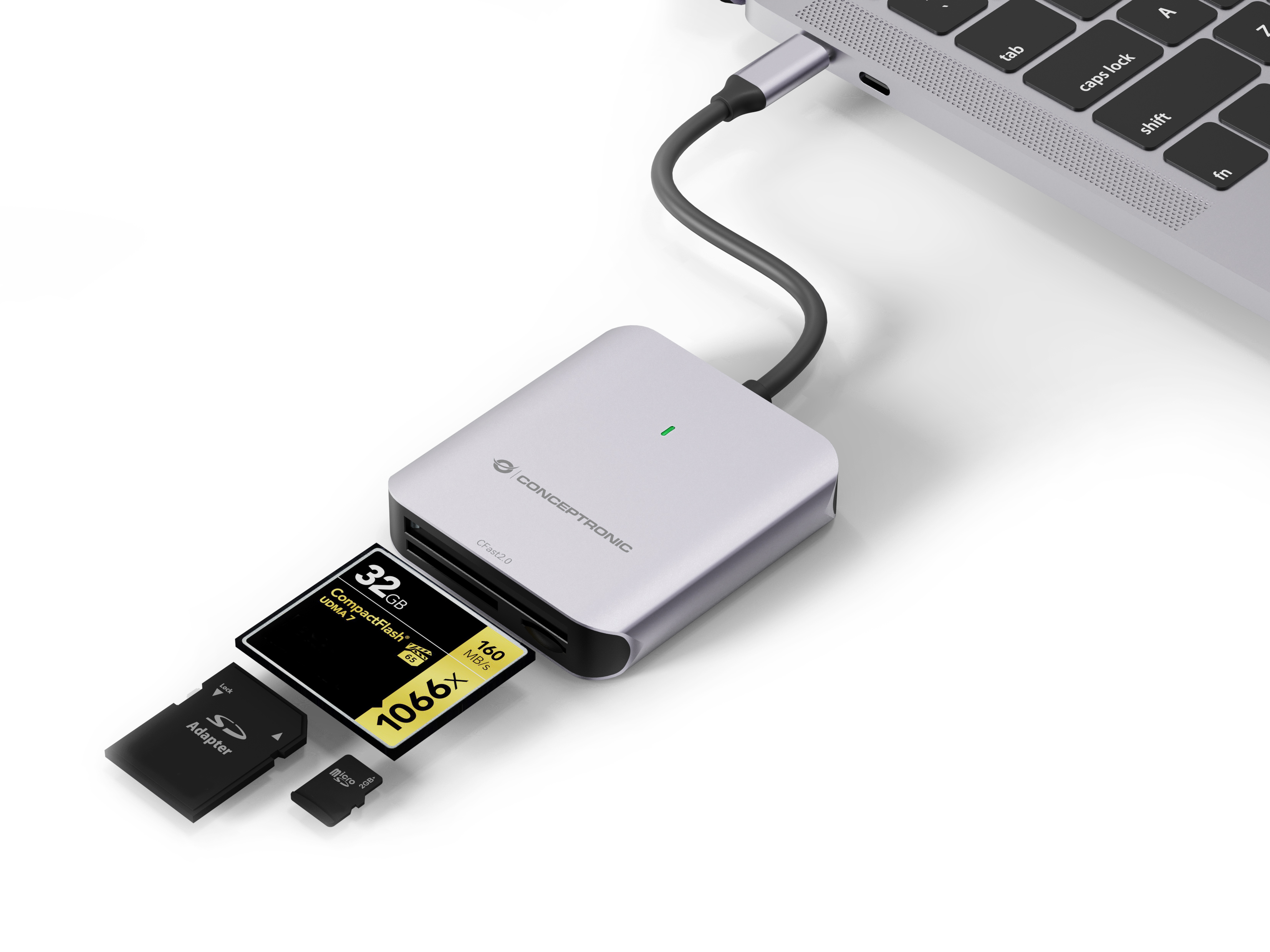 Conceptronic Card USB 3.2 Gen2 CFast SD/TF 4.0 UHS-II - Card-Reader - CompactFlash ATA Serial Transfer (CFast)