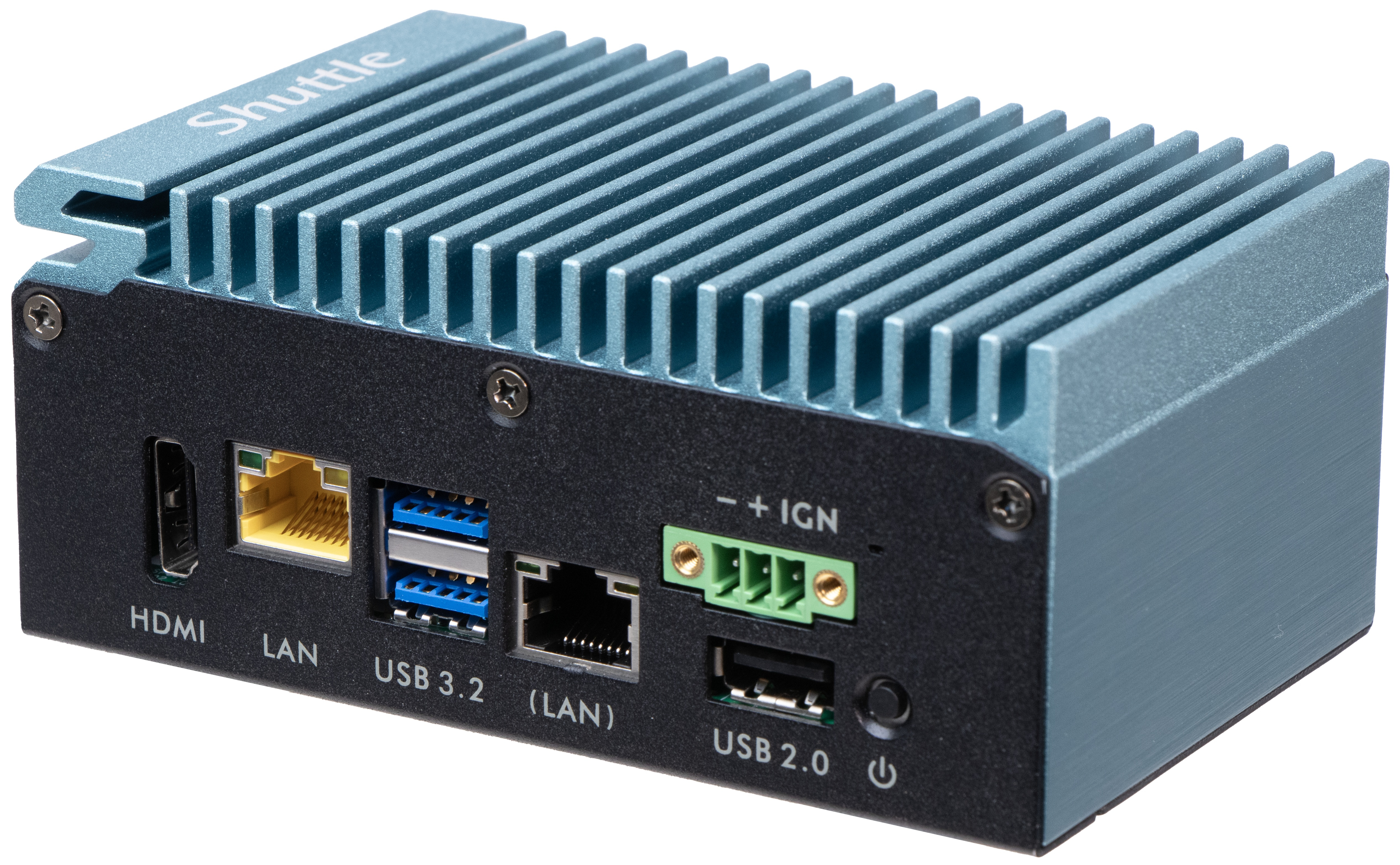 Shuttle Edge PC SPCEL02 , Intel Celeron J6412, 1x HDMI, 2x 2.5G LAN, 1x COM, DIO (4x in, 4x out), 3x USB, 2x M.2, 12-24V, 24/7 permanent operation, fanless, incl. VESA & DIN-RAIL mount
