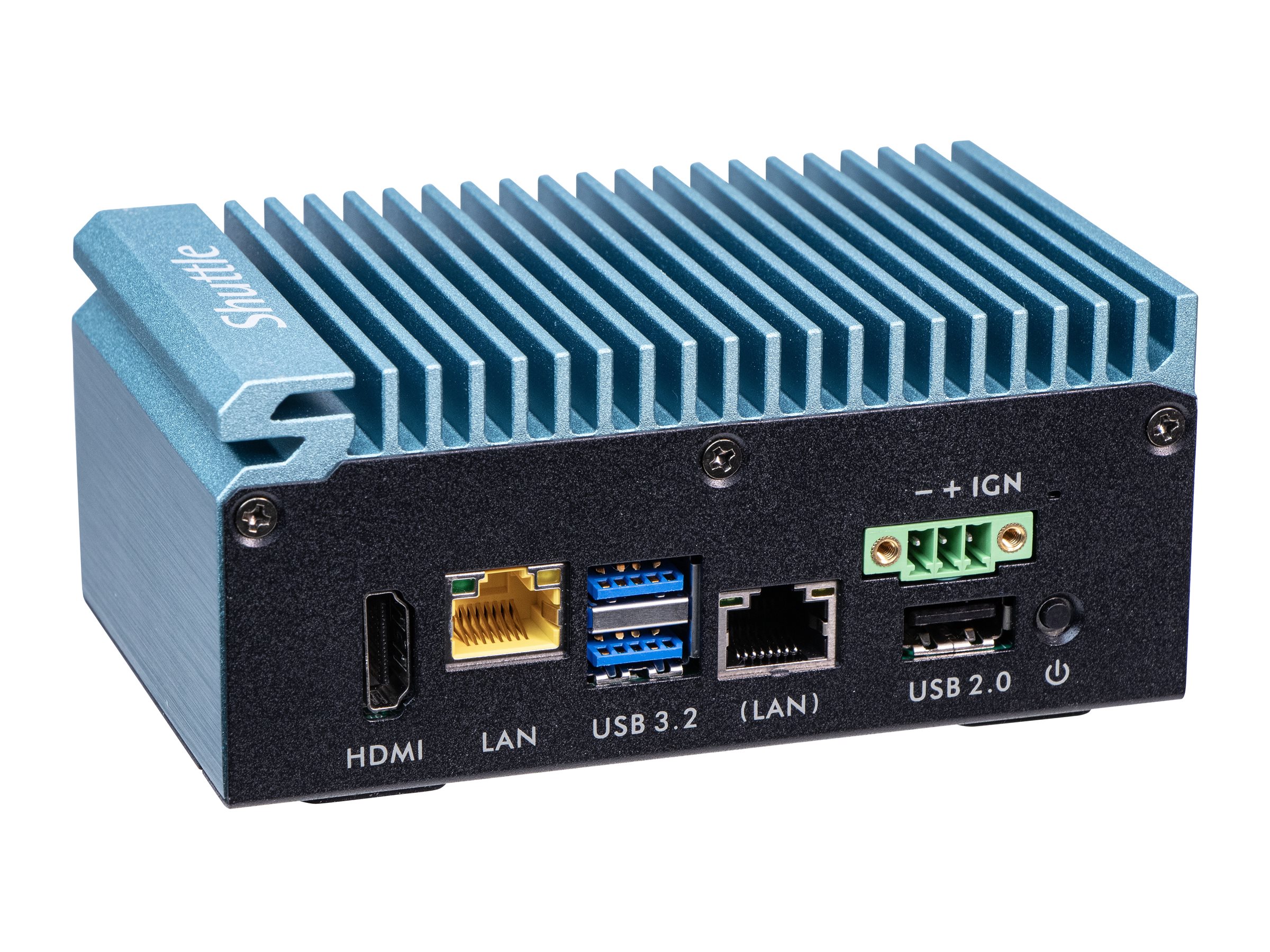 Shuttle Edge PC SPCEL02 , Intel Celeron J6412, 1x HDMI, 2x 2.5G LAN, 1x COM, DIO (4x in, 4x out), 3x USB, 2x M.2, 12-24V, 24/7 permanent operation, fanless, incl. VESA & DIN-RAIL mount