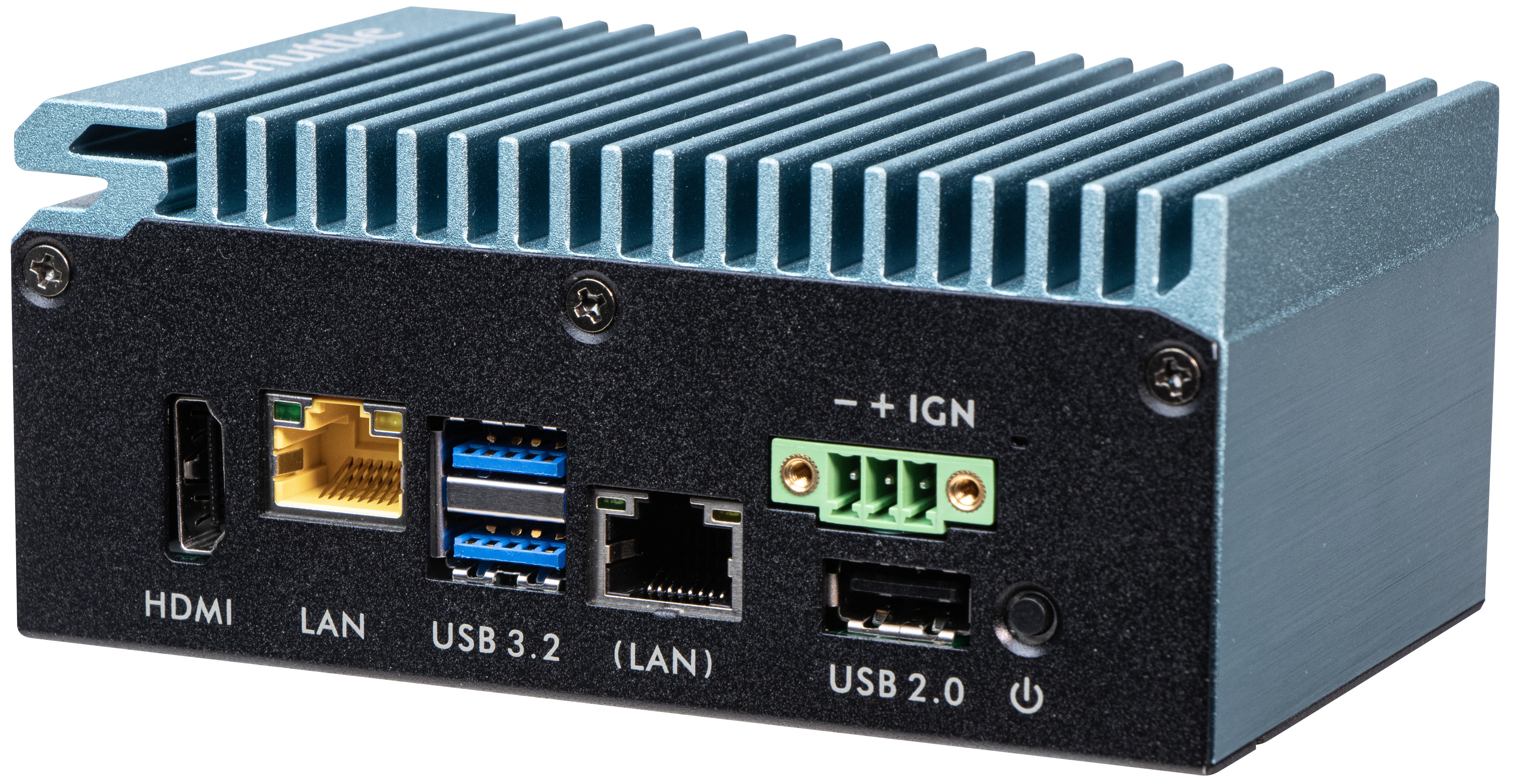 Shuttle Edge PC SPCEL02 , Intel Celeron J6412, 1x HDMI, 2x 2.5G LAN, 1x COM, DIO (4x in, 4x out), 3x USB, 2x M.2, 12-24V, 24/7 permanent operation, fanless, incl. VESA & DIN-RAIL mount