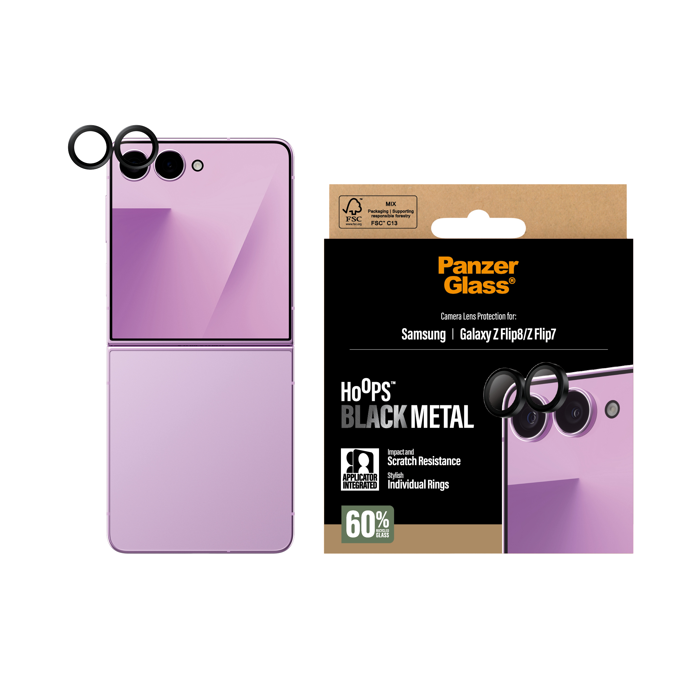 PanzerGlass � Hoops� Camera Lens Protector Black Samsung Galaxy Z Flip8 | Flip 7 Pellicola proteggischermo trasparente 1 pz
