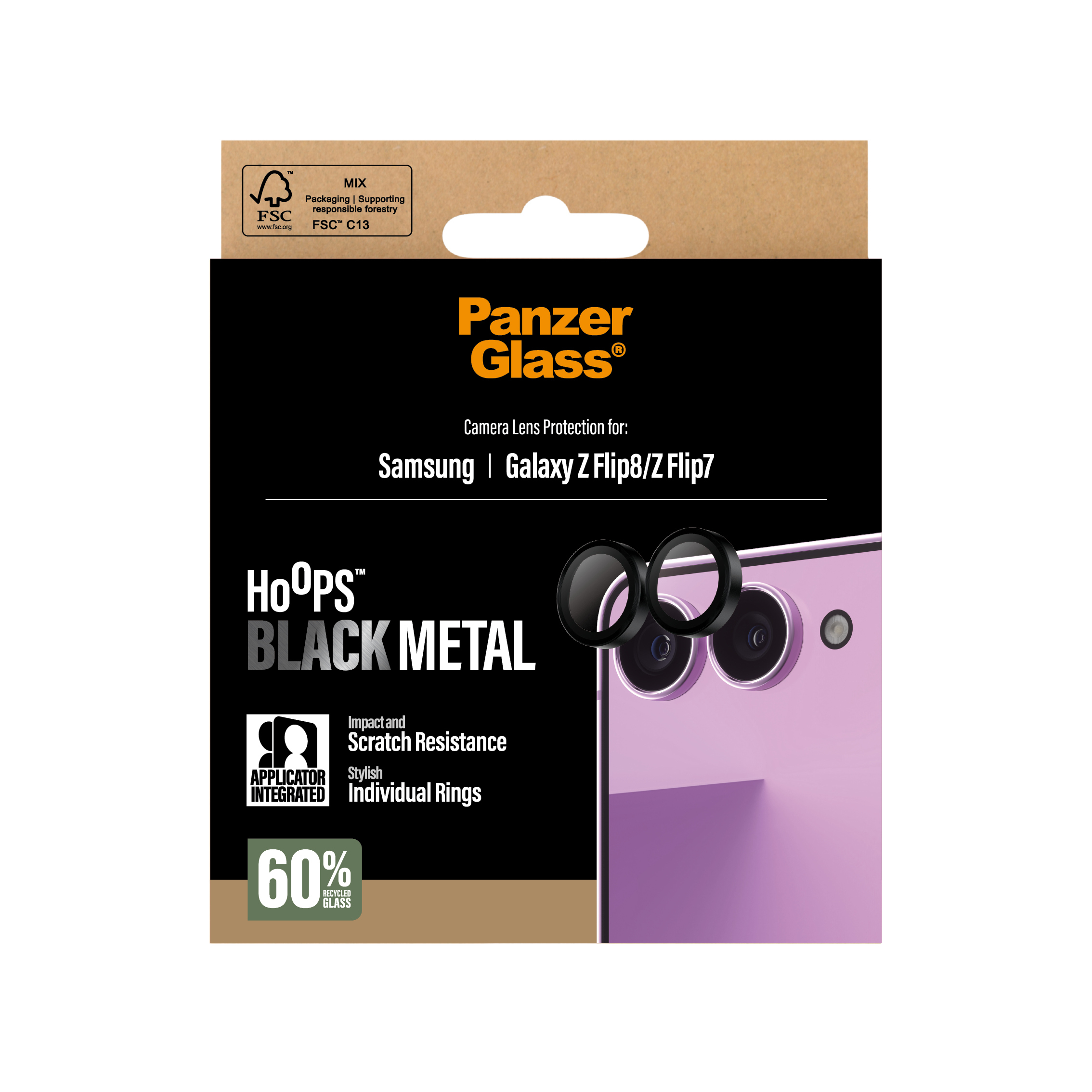 PanzerGlass � Hoops� Camera Lens Protector Black Samsung Galaxy Z Flip8 | Flip 7 Pellicola proteggischermo trasparente 1 pz
