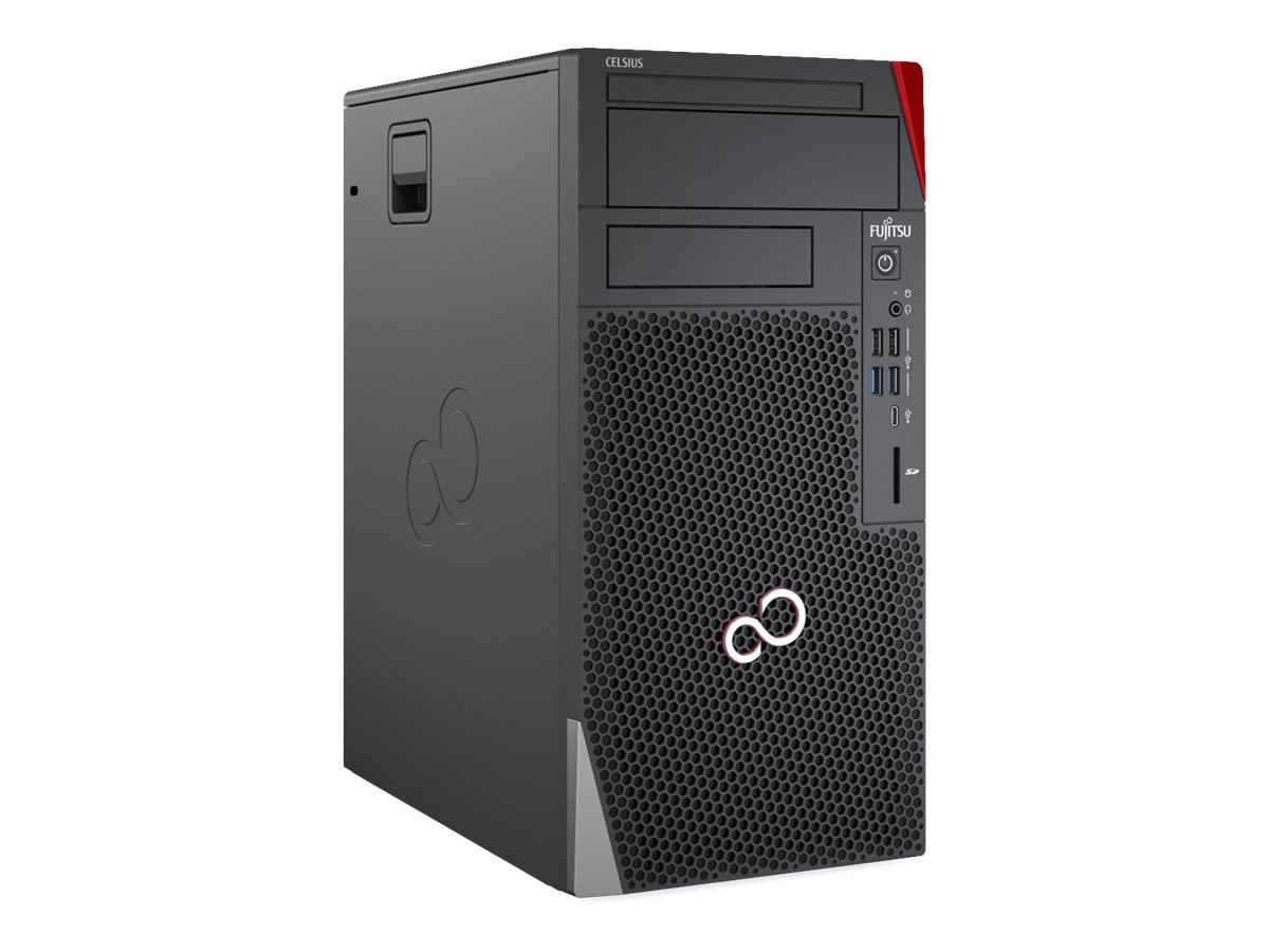 Fujitsu CELSIUS W5010 i7-10700K Escritorio Intel Core i7 32 GB DDR4-SDRAM 512 GB SSD Windows 10 Pro Puesto de trabajo Negro, Rojo