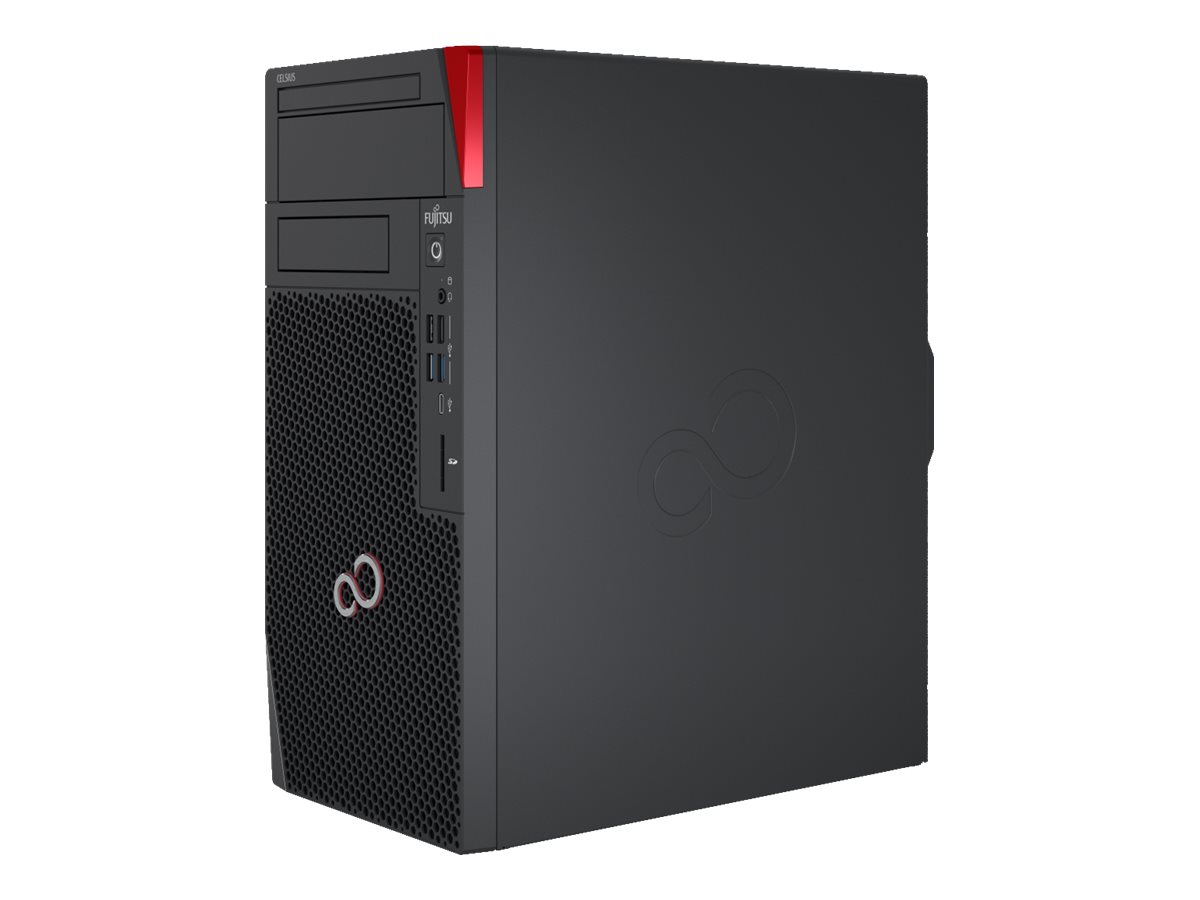 Fujitsu CELSIUS W5010 i7-10700K Escritorio Intel Core i7 32 GB DDR4-SDRAM 512 GB SSD Windows 10 Pro Puesto de trabajo Negro, Rojo