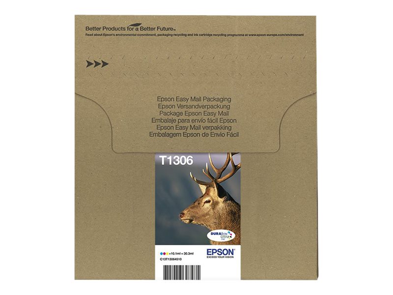 Epson Stag Multipack 3 colori T1306 DURABrite Ultra Ink in confezione Easy Mail Packaging