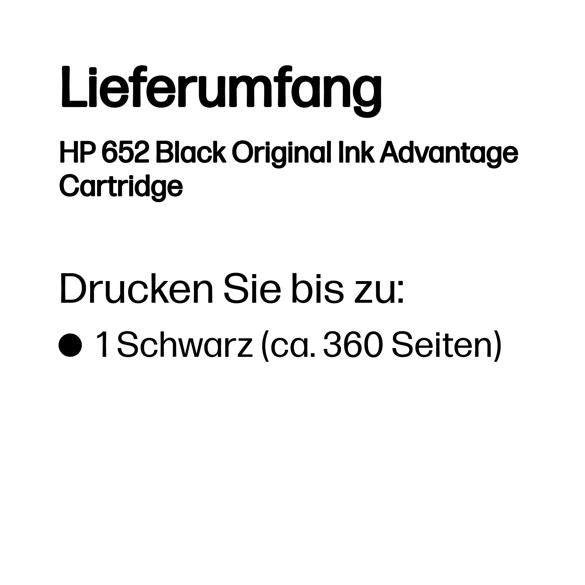 HP 652 Black Original Ink Advantage Cartridge