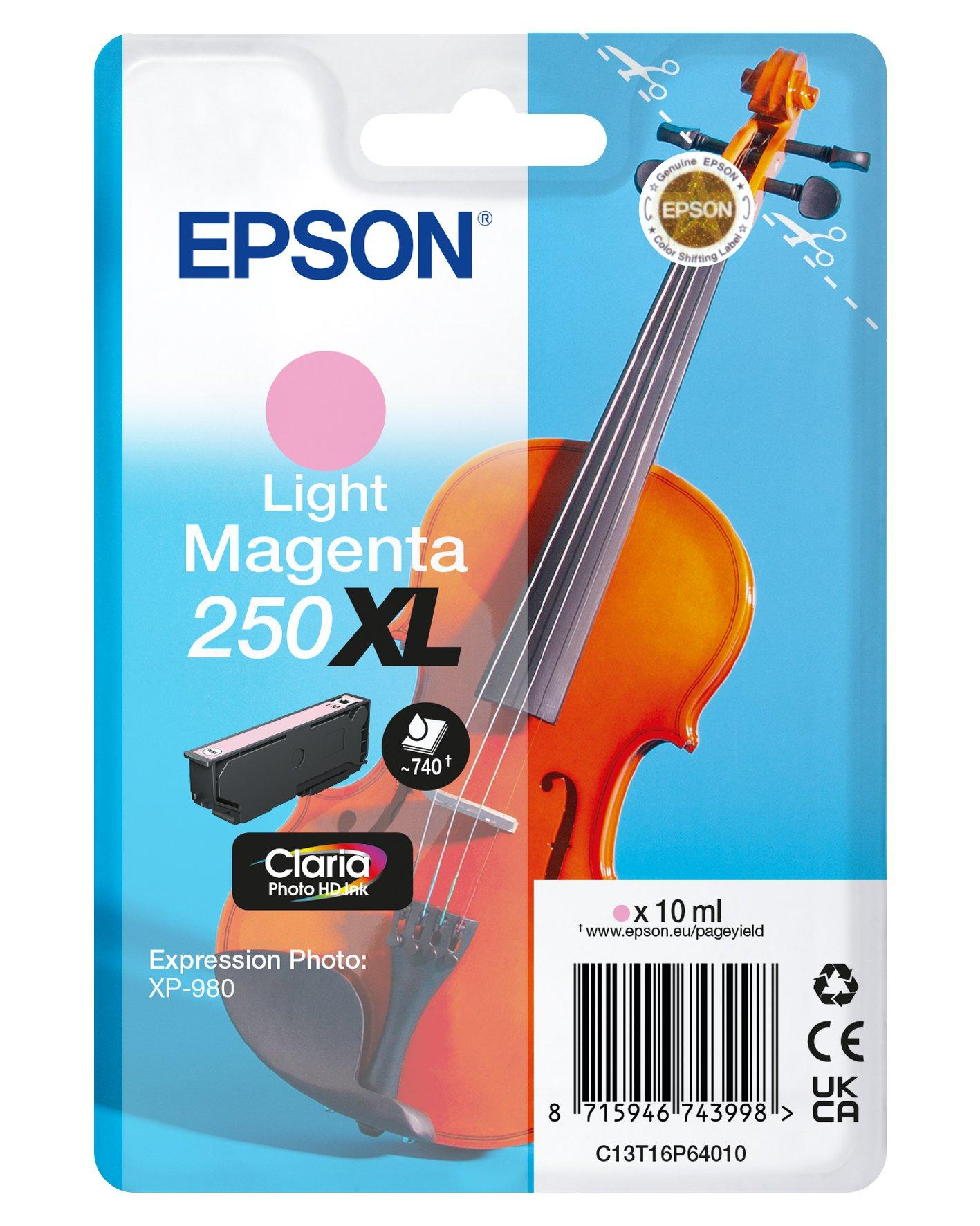Epson 250XL Violin Claria Photo HD cartuccia dinchiostro 1 pz Originale Resa elevata (XL) Magenta chiaro