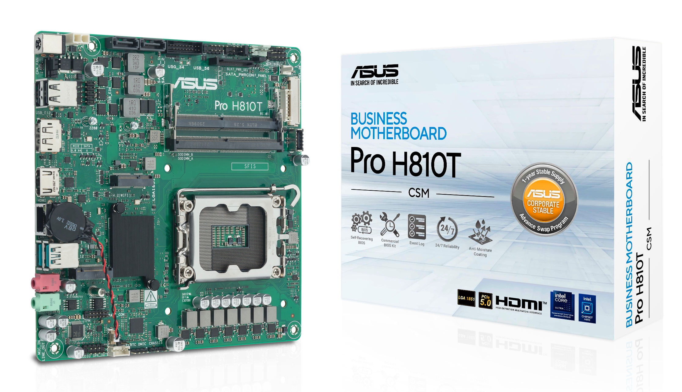 ASUS Pro H810T-CSM Intel H810 LGA 1851 (Socket V1) mini ITX