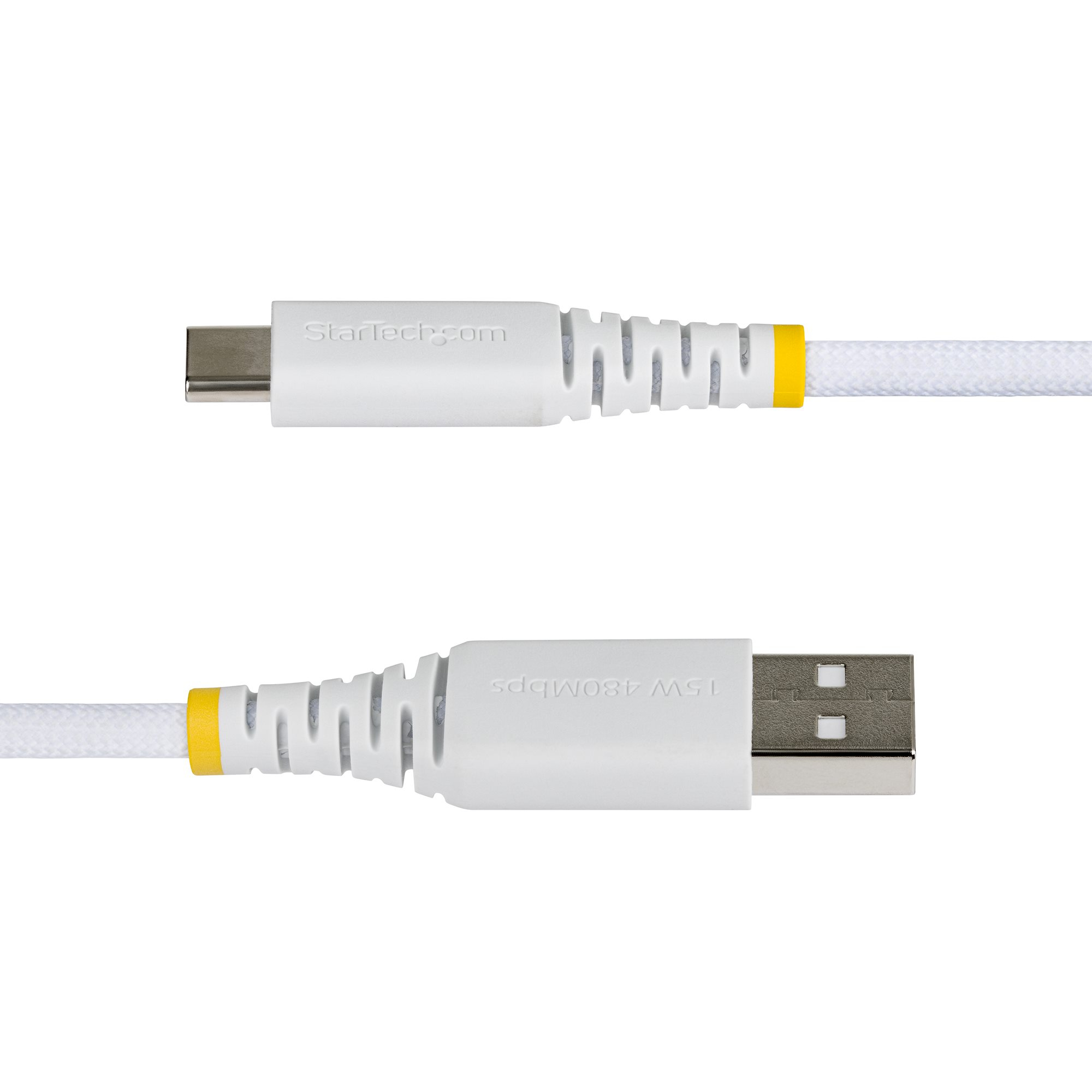 StarTech.com Cable Cargador USB-A a USB-C de 30cm - 15W 3A - Cable USB a Tipo C de Carga R�pida Trenzado de Nailon - Recubrimiento de TPE - Blanco