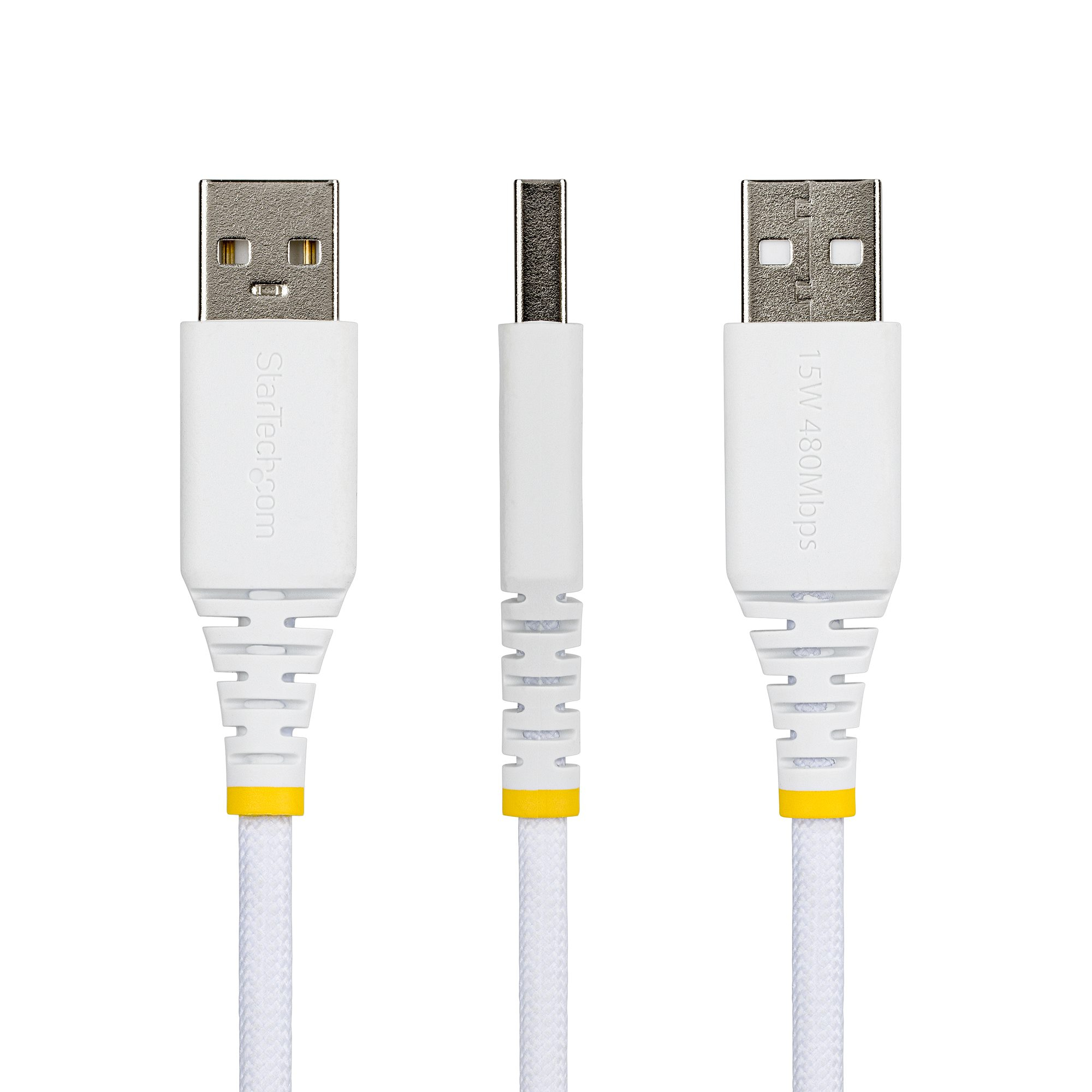 StarTech.com Cable Cargador USB-A a USB-C de 30cm - 15W 3A - Cable USB a Tipo C de Carga R�pida Trenzado de Nailon - Recubrimiento de TPE - Blanco