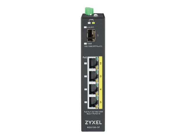 Zyxel RGS100-5P Unmanaged L2 Gigabit Ethernet (10/100/1000) Power over Ethernet (PoE) Black