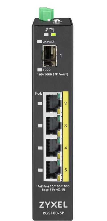 ZyXEL RGS100-5P - Switch - unmanaged - 4 x 10/100/1000 (PoE+)