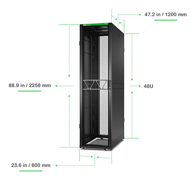 APC Rack Netshelter SX Server, 2e g�n�ration, 48U, 2 258H x 600L x 1 200D mm, avec panneaux lat�raux, noir