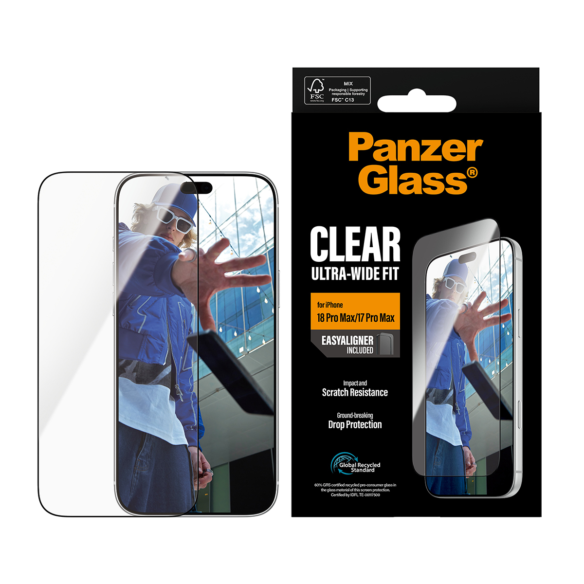 PanzerGlass Bildschirmschutz f�r Handy - Ultra-Wide Fit mit EasyAligner