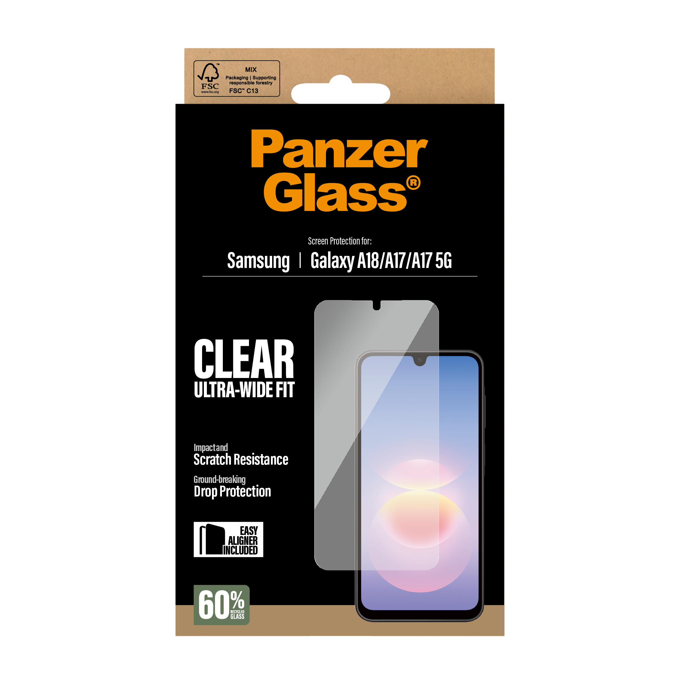 PanzerGlass Screen Protector Samsung Galaxy A18 Ultra-Wide Fit w. EasyAligner