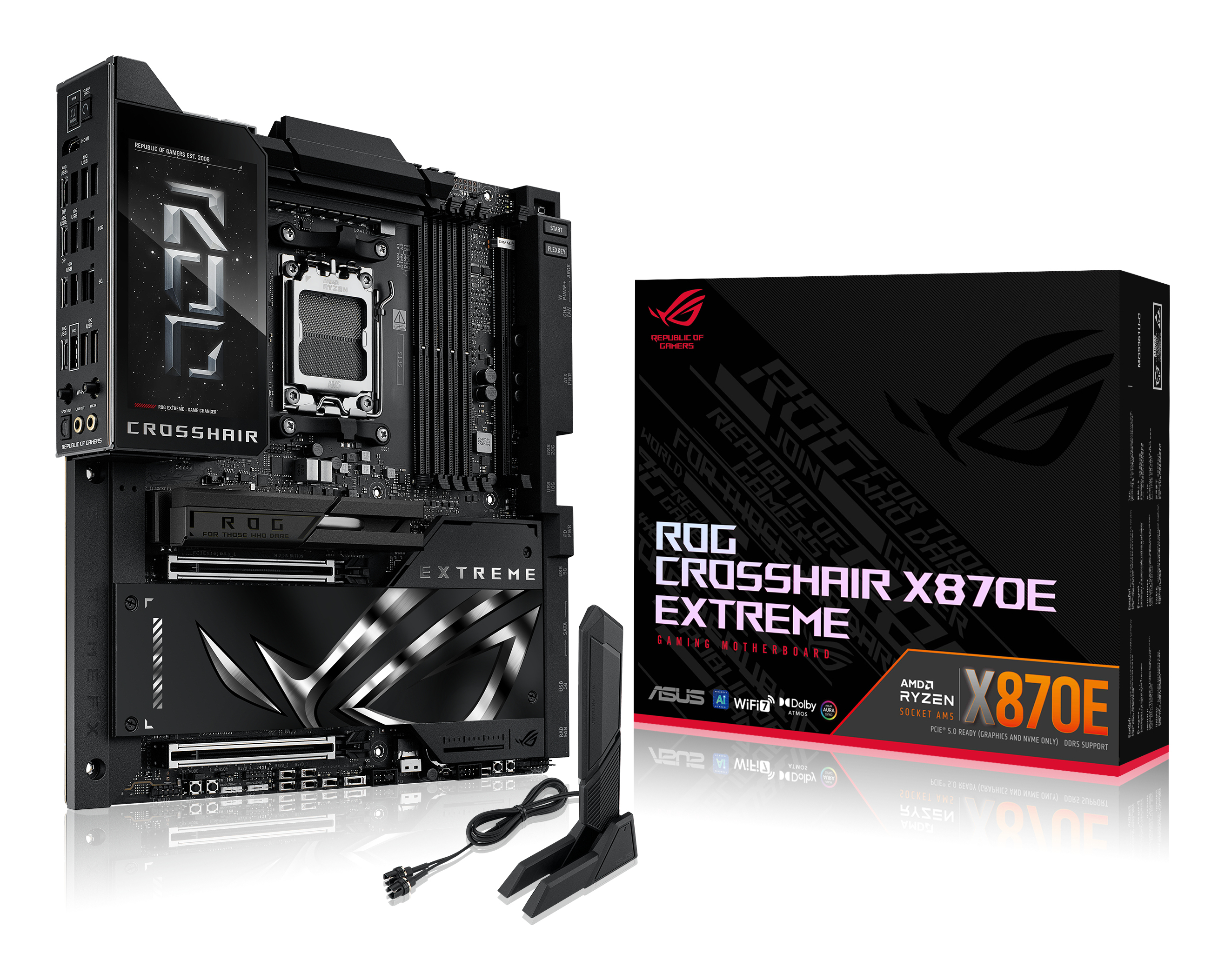 ASUS ROG CROSSHAIR X870E EXTREME - Motherboard - ATX - Socket AM5 - AMD X870E Chipsatz - USB4, USB-C 3.2 Gen2, USB 3.2 Gen 2, USB-C 3.2 Gen 2x2, USB 3.2 Gen 1 - Wi-Fi 7, Bluetooth, 5 Gigabit Ethernet, 10 Gigabit LAN - Onboard-Grafik (CPU erforderlich)
