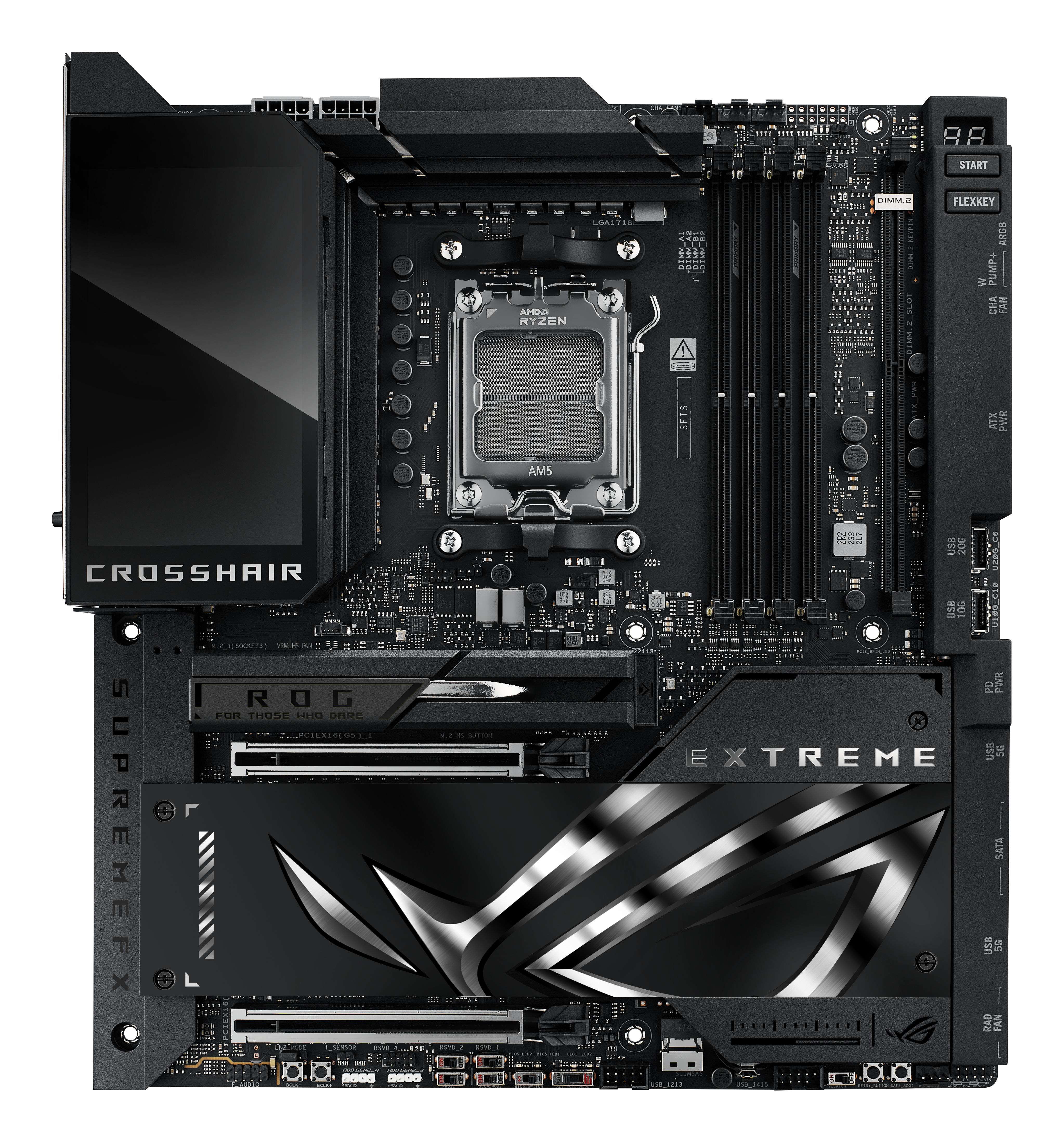 ASUS ROG CROSSHAIR X870E EXTREME - Motherboard - ATX - Socket AM5 - AMD X870E Chipsatz - USB4, USB-C 3.2 Gen2, USB 3.2 Gen 2, USB-C 3.2 Gen 2x2, USB 3.2 Gen 1 - Wi-Fi 7, Bluetooth, 5 Gigabit Ethernet, 10 Gigabit LAN - Onboard-Grafik (CPU erforderlich)