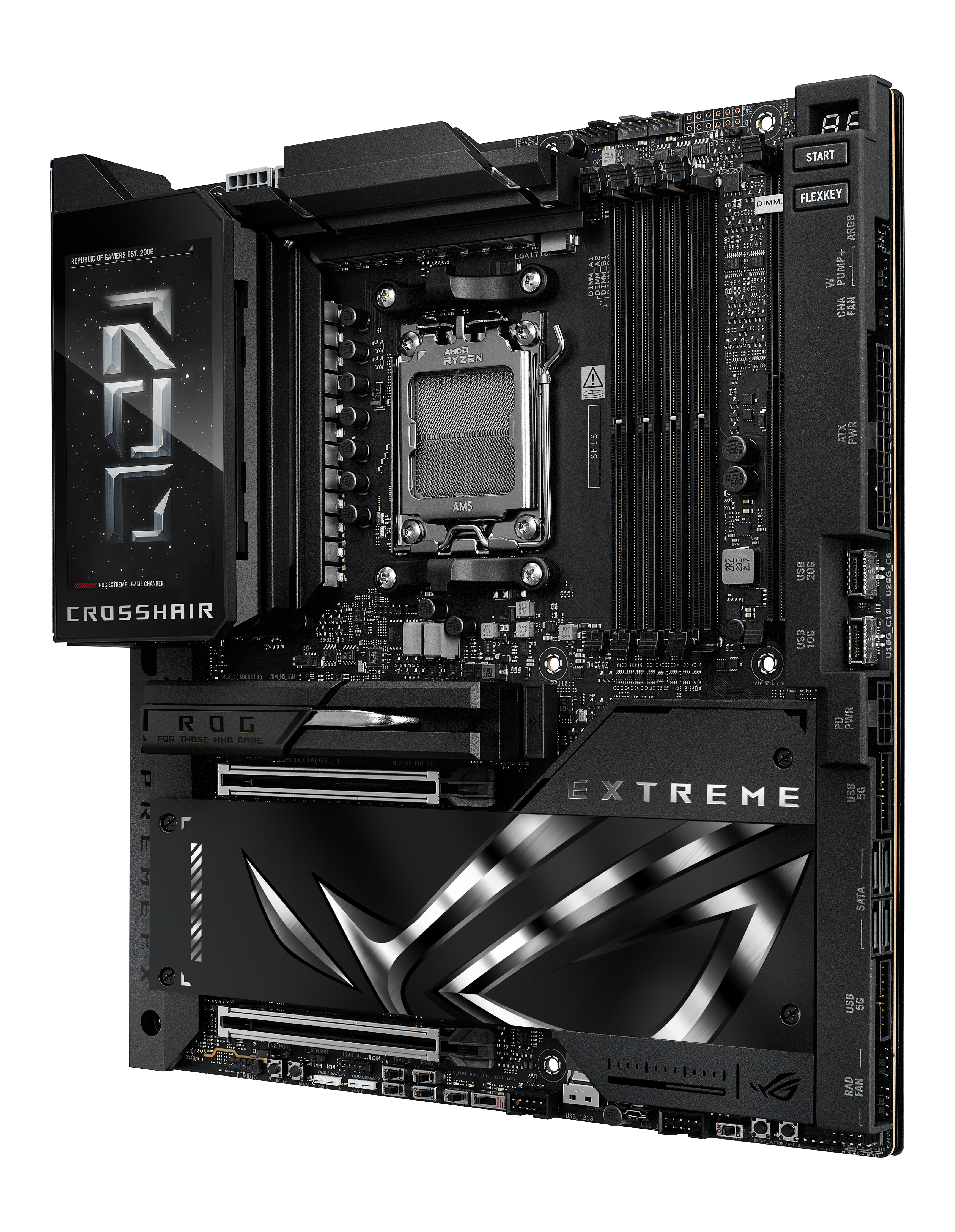 ASUS ROG CROSSHAIR X870E EXTREME - Motherboard - ATX - Socket AM5 - AMD X870E Chipsatz - USB4, USB-C 3.2 Gen2, USB 3.2 Gen 2, USB-C 3.2 Gen 2x2, USB 3.2 Gen 1 - Wi-Fi 7, Bluetooth, 5 Gigabit Ethernet, 10 Gigabit LAN - Onboard-Grafik (CPU erforderlich)