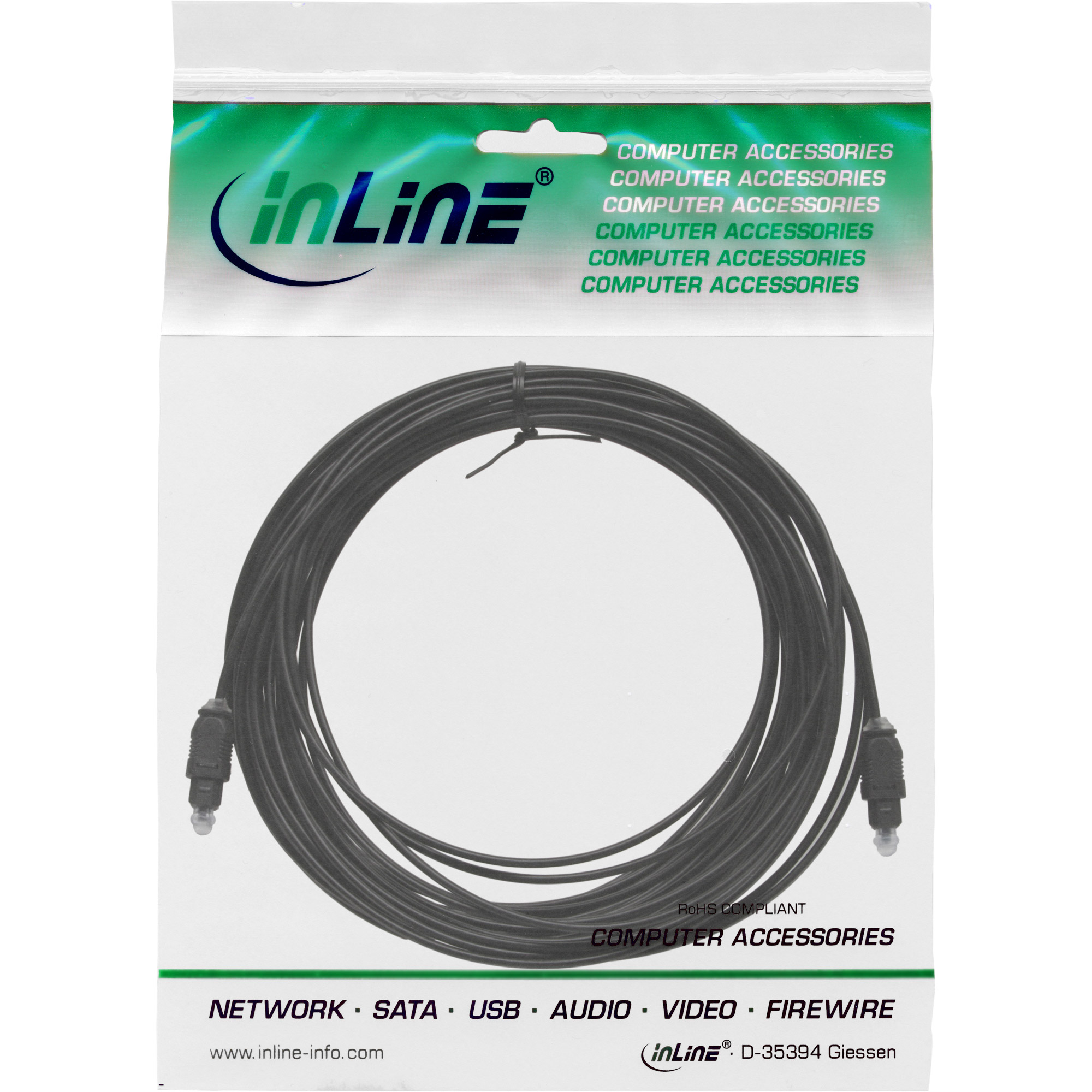 InLine Cavo Audio Toslink maschio / maschio, 10m, nero