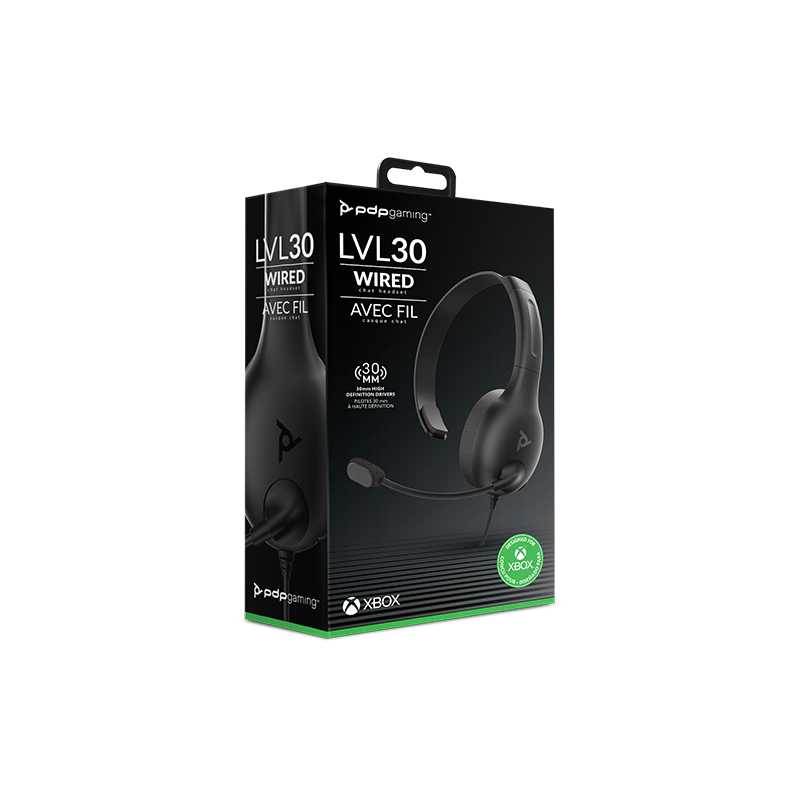 PDP Gaming LVL30 Wired Chat Headset with Noise Cancelling Microphone: Black  - Xbox Series X