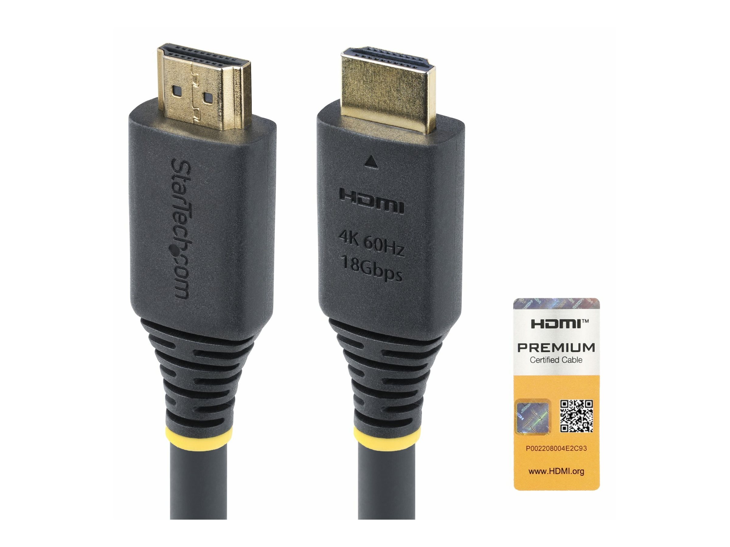 StarTech.com Cble HDMI Haut Dbit de 7m Certifi Premium, 4K 60Hz/1440p 144Hz, HDR10/HDCP 2.2/ARC, 18Gbps, Cordon HDMI 2.0 UHD pour TV/Moniteur/Affichage, Gaine TPE