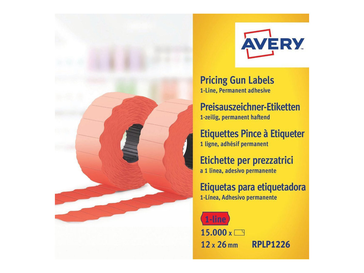 Avery Zweckform RPLP1226 - Papier - permanenter Klebstoff - perforiert - Rot - 26 x 12 mm 15000 Etikett(en) (10 Rolle(n)