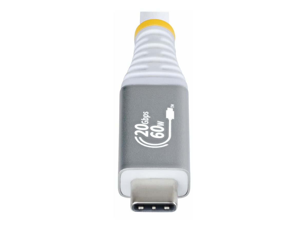 StarTech.com Cavo USB4 da 3m, Cavo USB-C Certificato USB-IF, 20 Gbps, PD60W, DP 1.4 4K120Hz, Resistente Cavetto Tipo-C Doppio Strato Intrecciato in TPE, Bianco